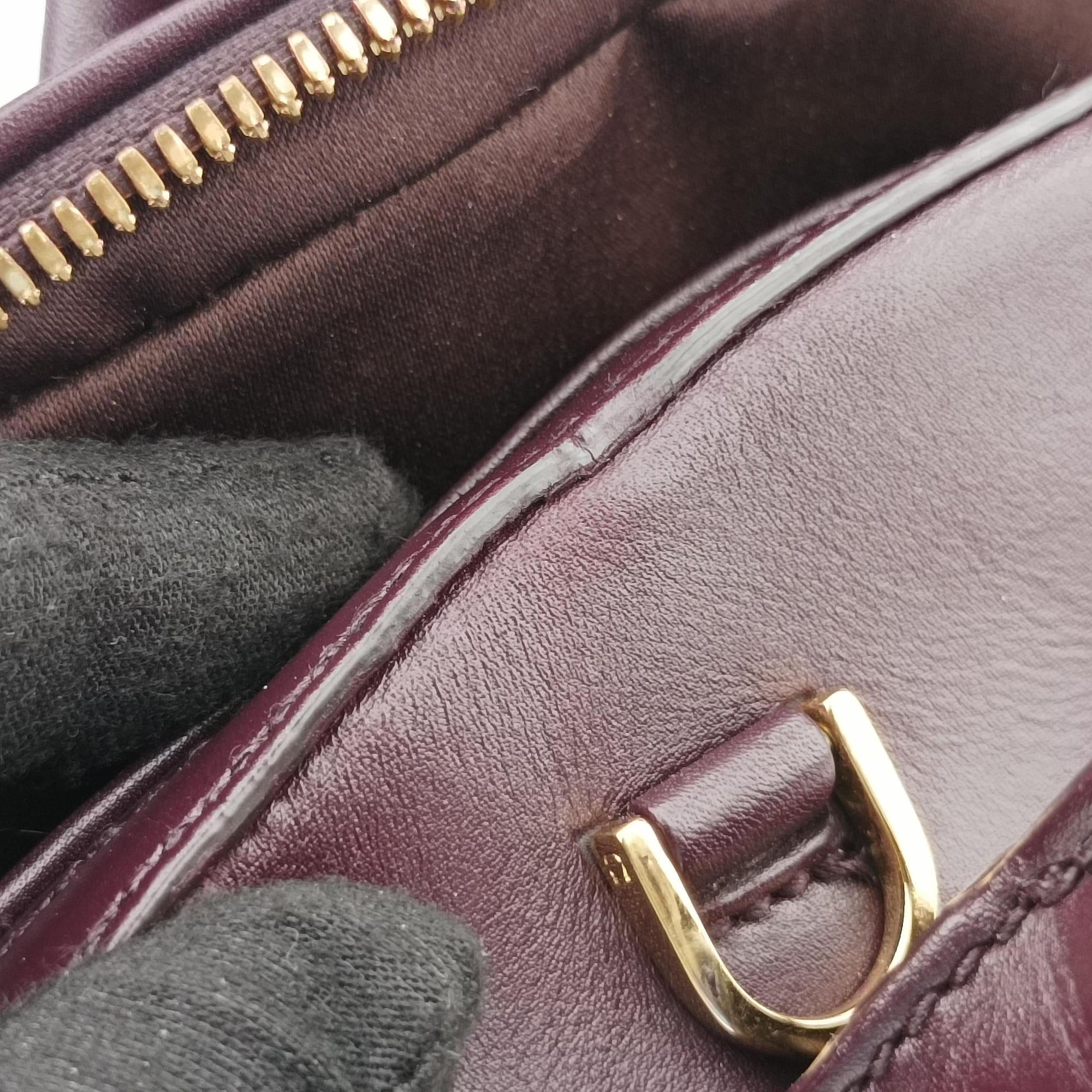 Pre-owned Ferragamo fiamma Burgundy Leather  handbag | stylenewstar