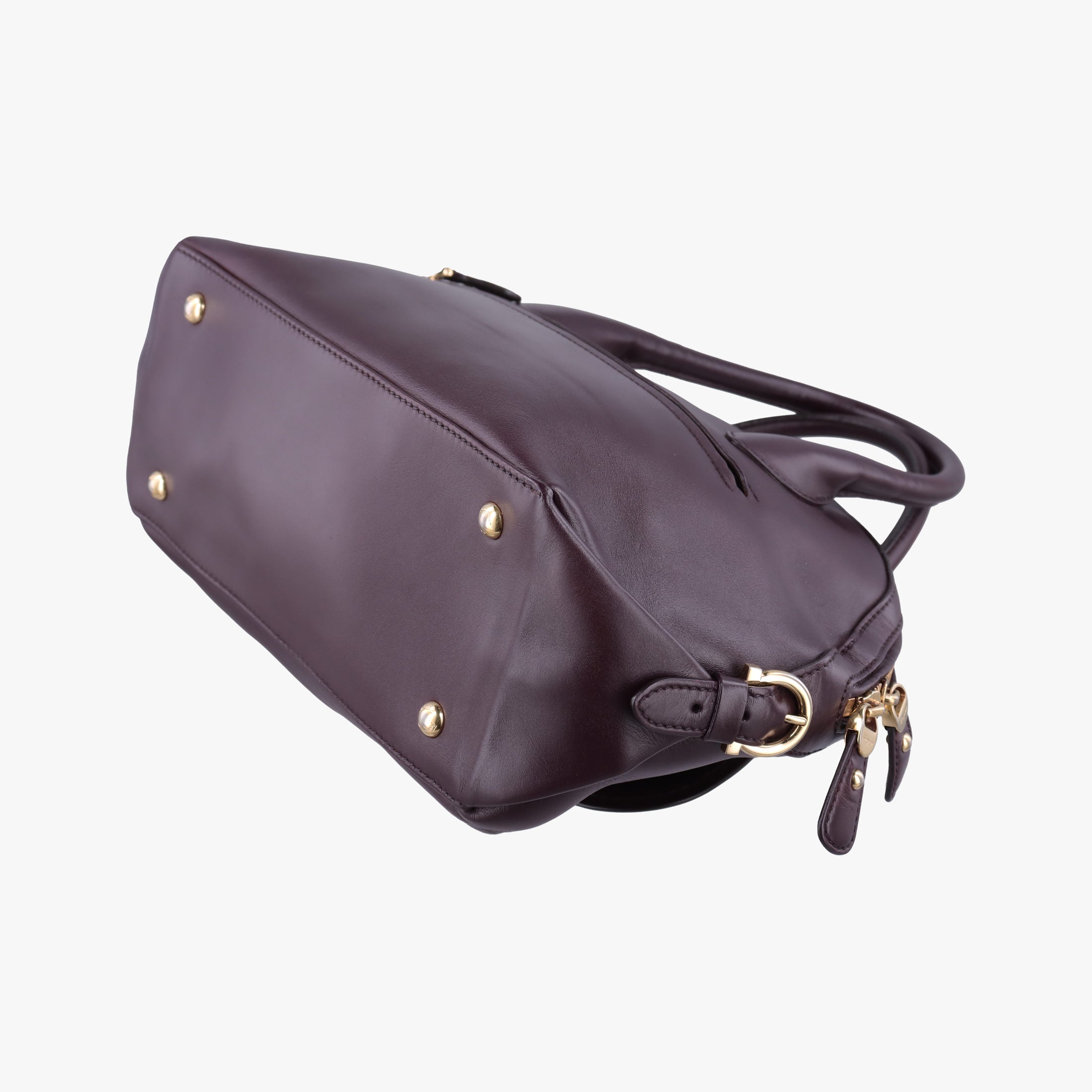Pre-owned Ferragamo fiamma Burgundy Leather  handbag | stylenewstar