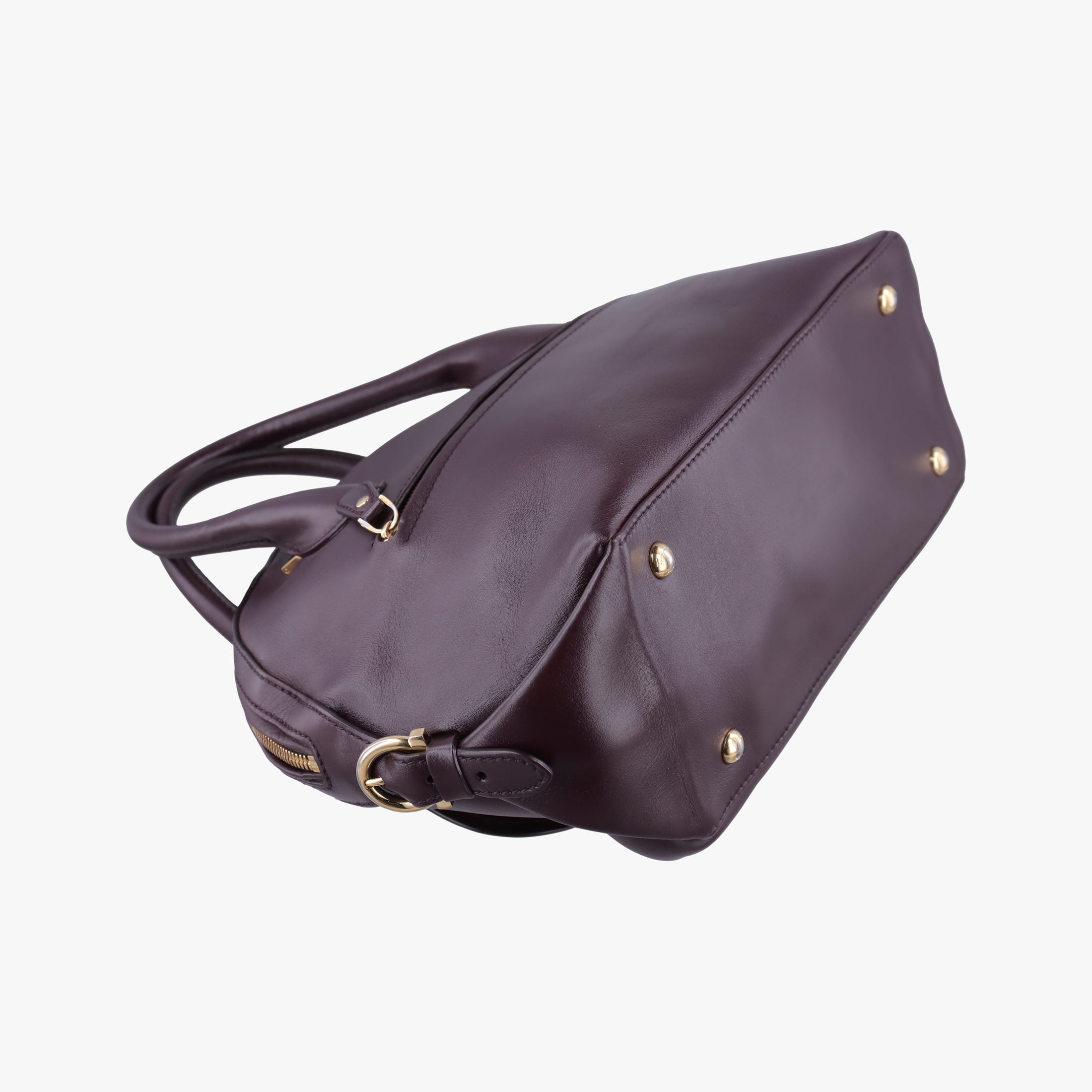Pre-owned Ferragamo fiamma Burgundy Leather  handbag | stylenewstar