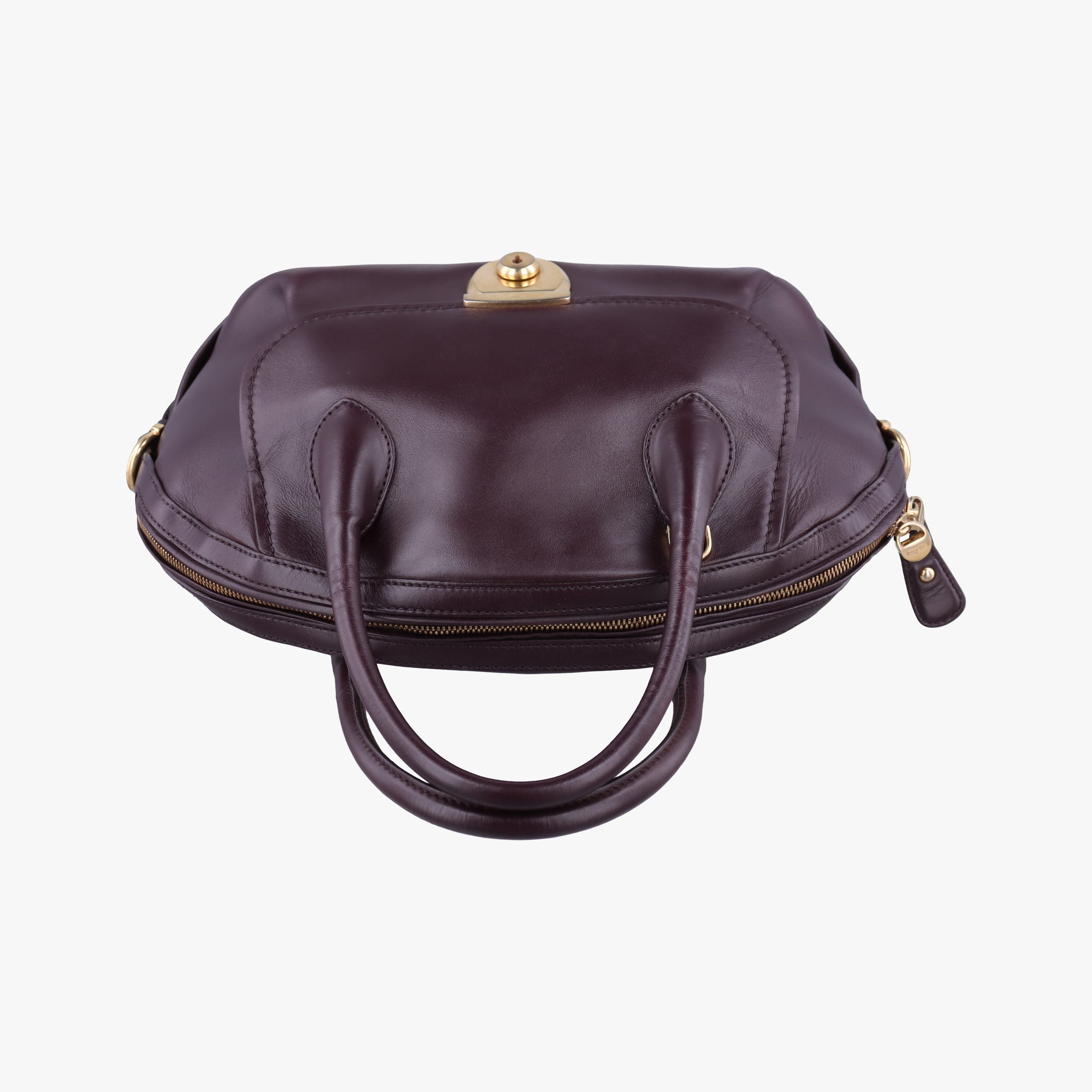 Pre-owned Ferragamo fiamma Burgundy Leather  handbag | stylenewstar