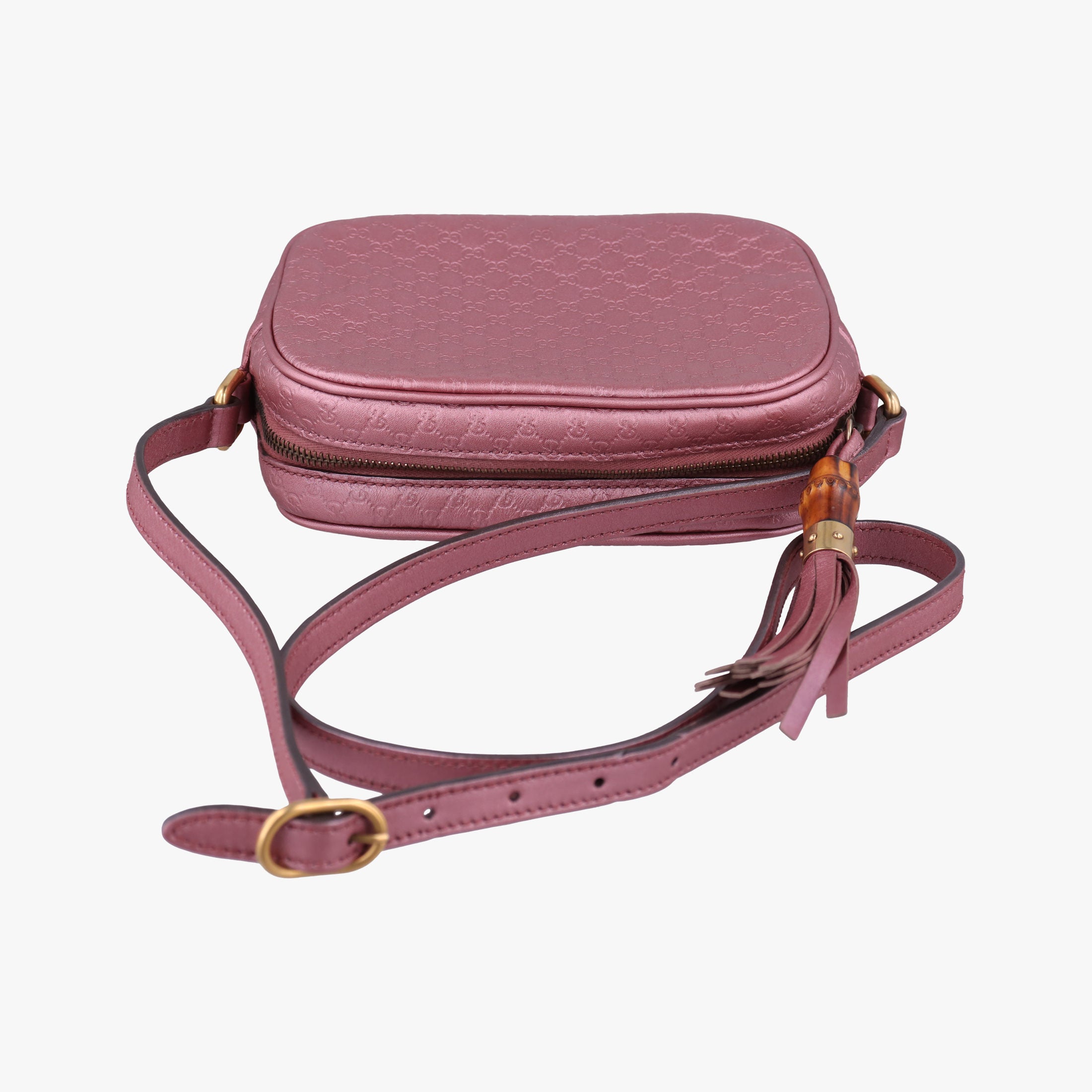 Pre-owned Gucci Microguccissima bamboo camera Pink Leather 309538 shoulderbag | stylenewstar