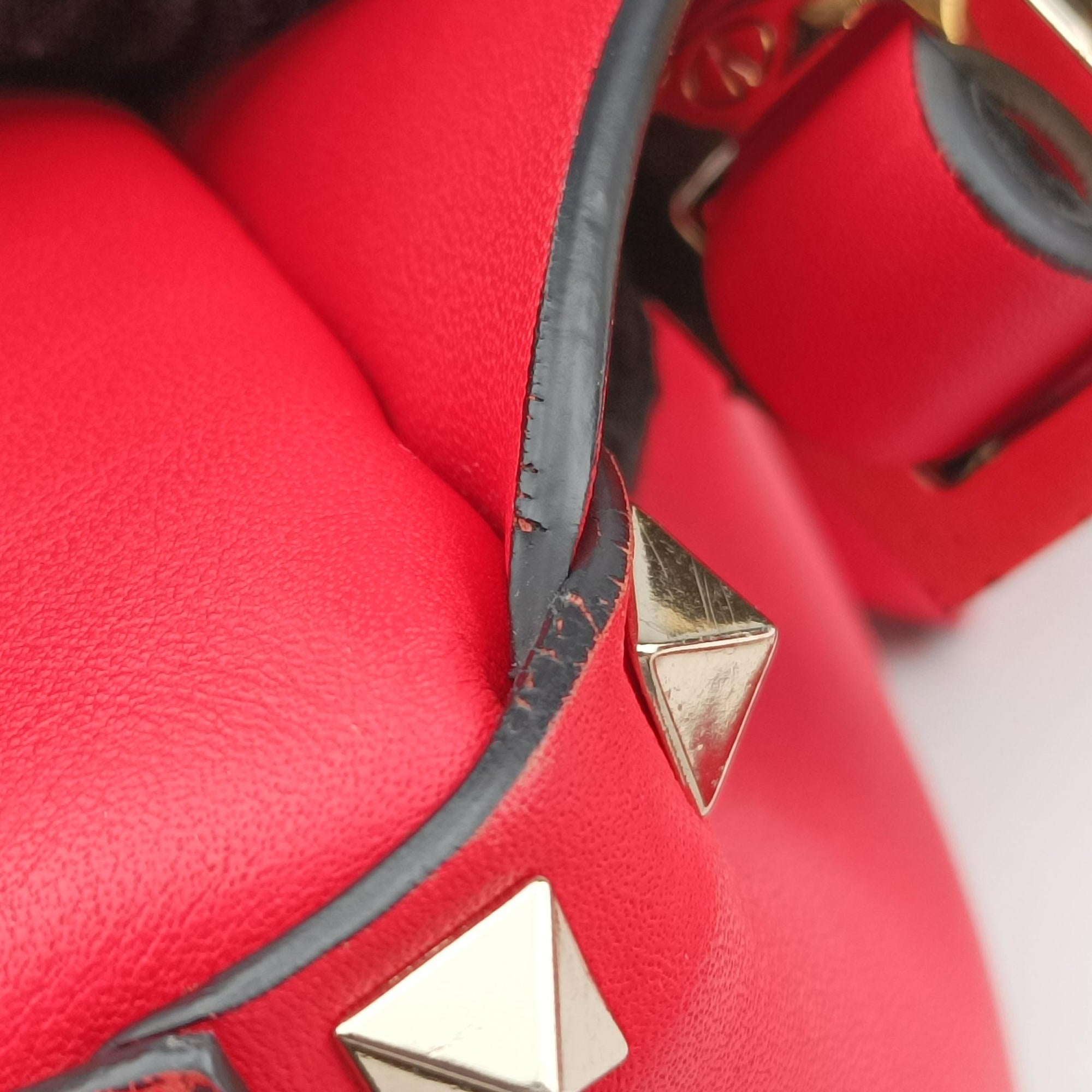 Pre-owned Valentino Rockstud Red Leather  backpack/rucksack | stylenewstar