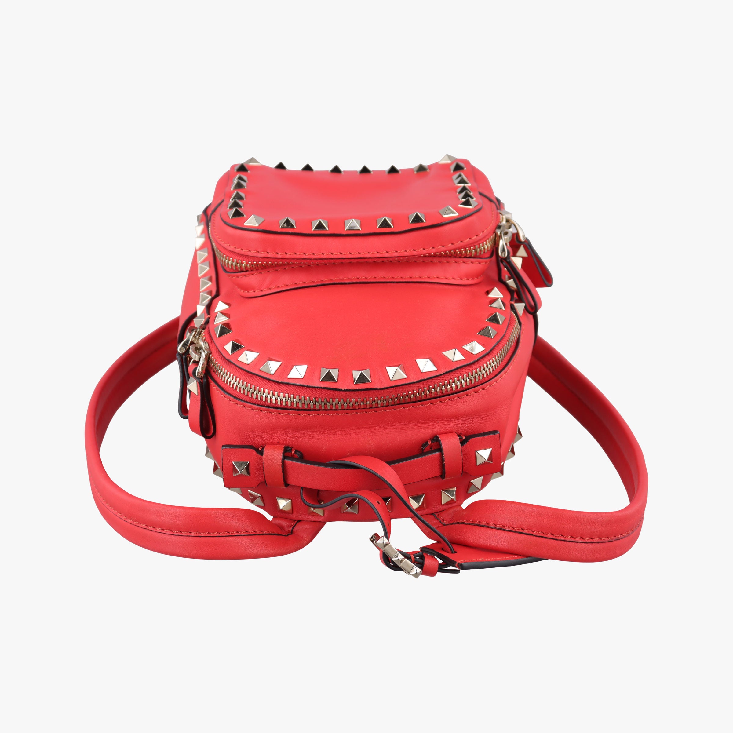 Pre-owned Valentino Rockstud Red Leather  backpack/rucksack | stylenewstar