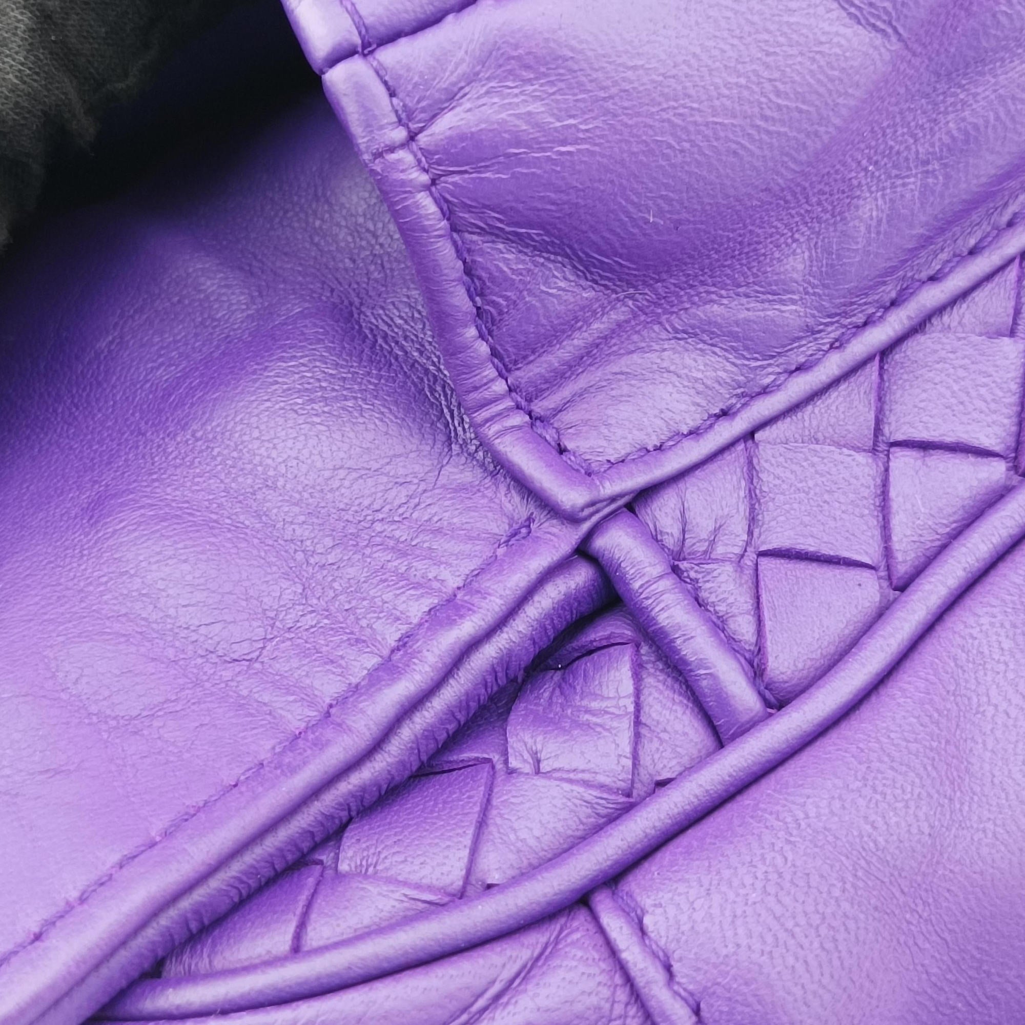 Pre-owned Bottega Veneta Intrecciato Purple lambskin  shoulderbag | stylenewstar