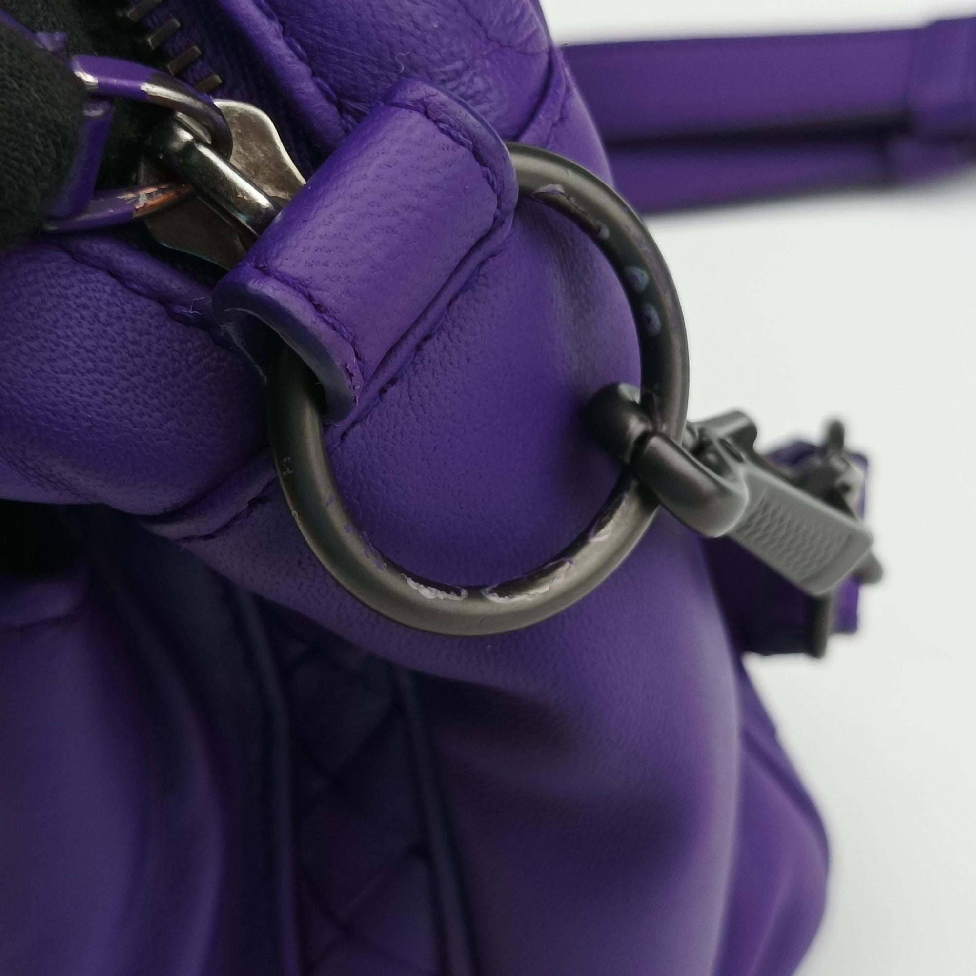 Pre-owned Bottega Veneta Intrecciato Purple lambskin  shoulderbag | stylenewstar