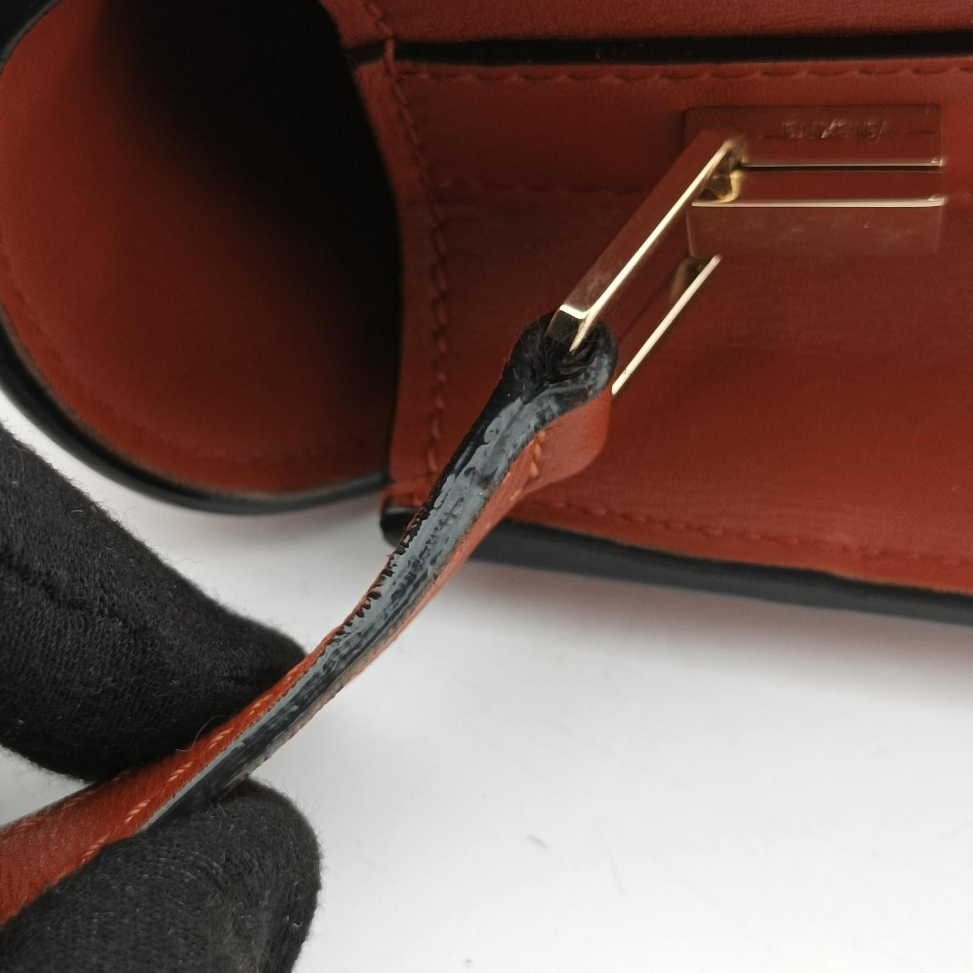 Secondhand Valextra Iside orange brown Calf Leather  shoulderbag | stylenewstar
