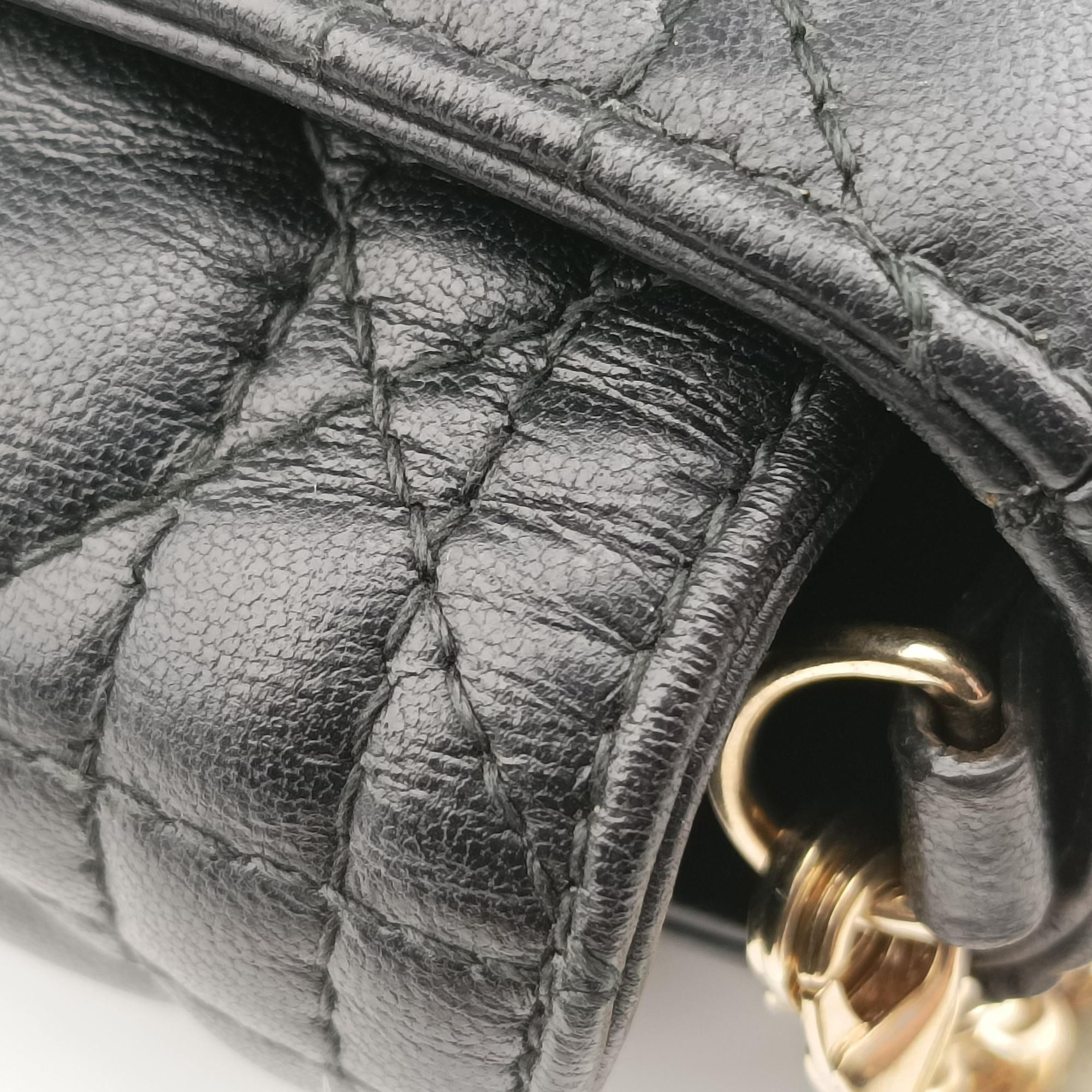 Pre-owned Christian Dior Lady Dior Cannage chain Black lambskin  shoulderbag | stylenewstar