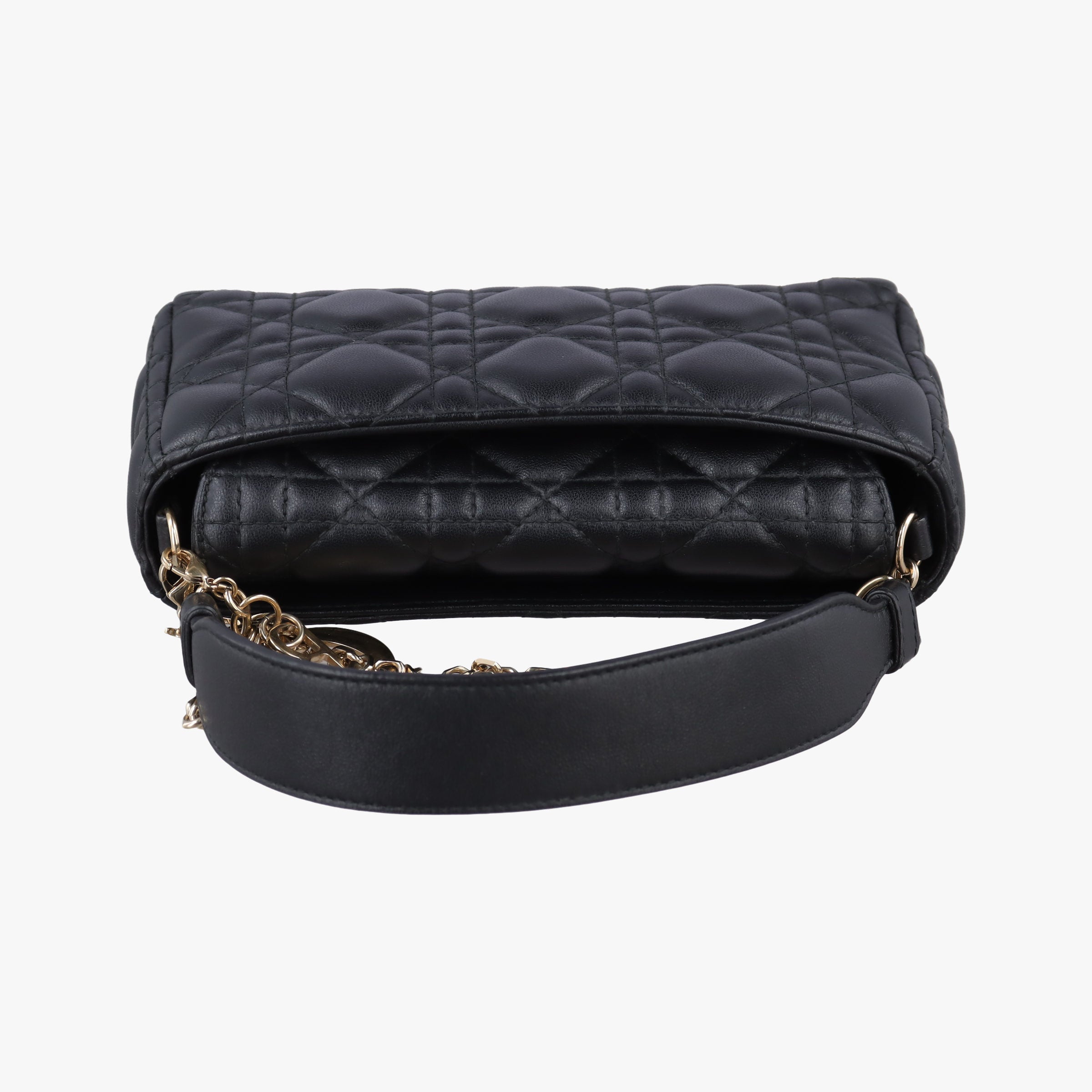 Pre-owned Christian Dior Lady Dior Cannage chain Black lambskin  shoulderbag | stylenewstar