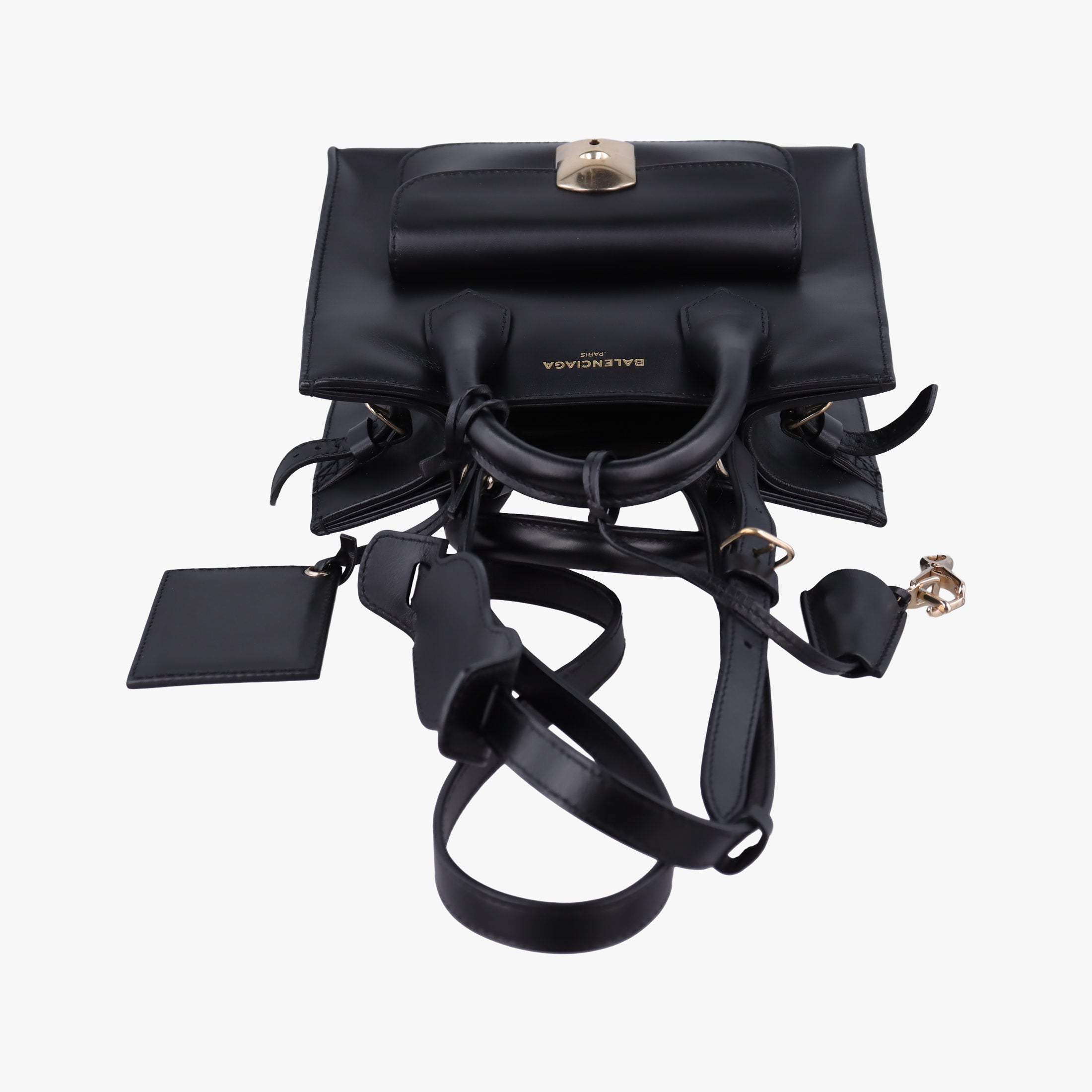 Pre-owned Balenciaga Padlock All Afternoon Black Leather  shoulderbag | stylenewstar