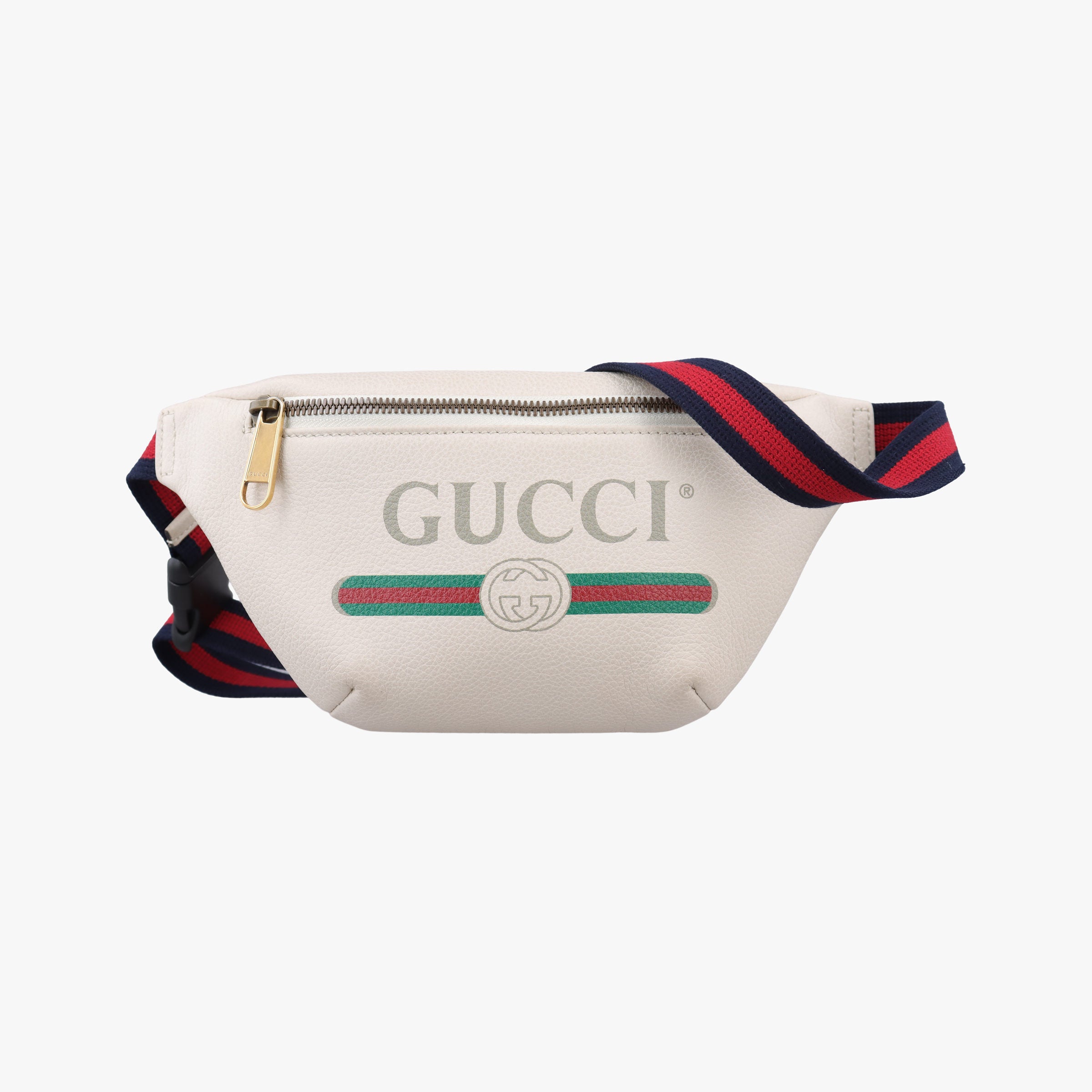 Pre-owned Gucci Gucci Print White Leather 527792 bum bag/waist bag | stylenewstar