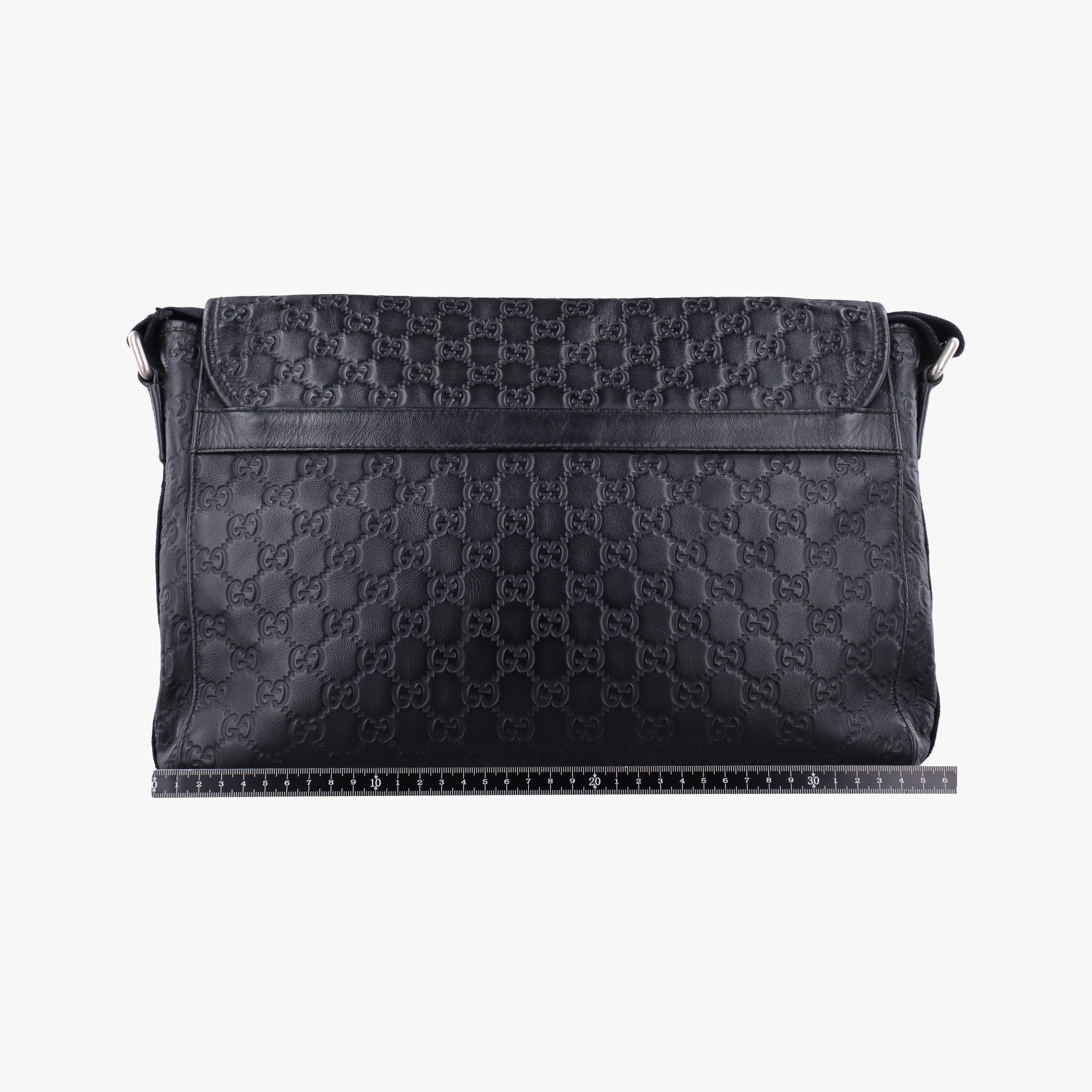 Pre-owned Gucci Guccissima Rubber Messenger Black Leather 246067 shoulderbag | stylenewstar