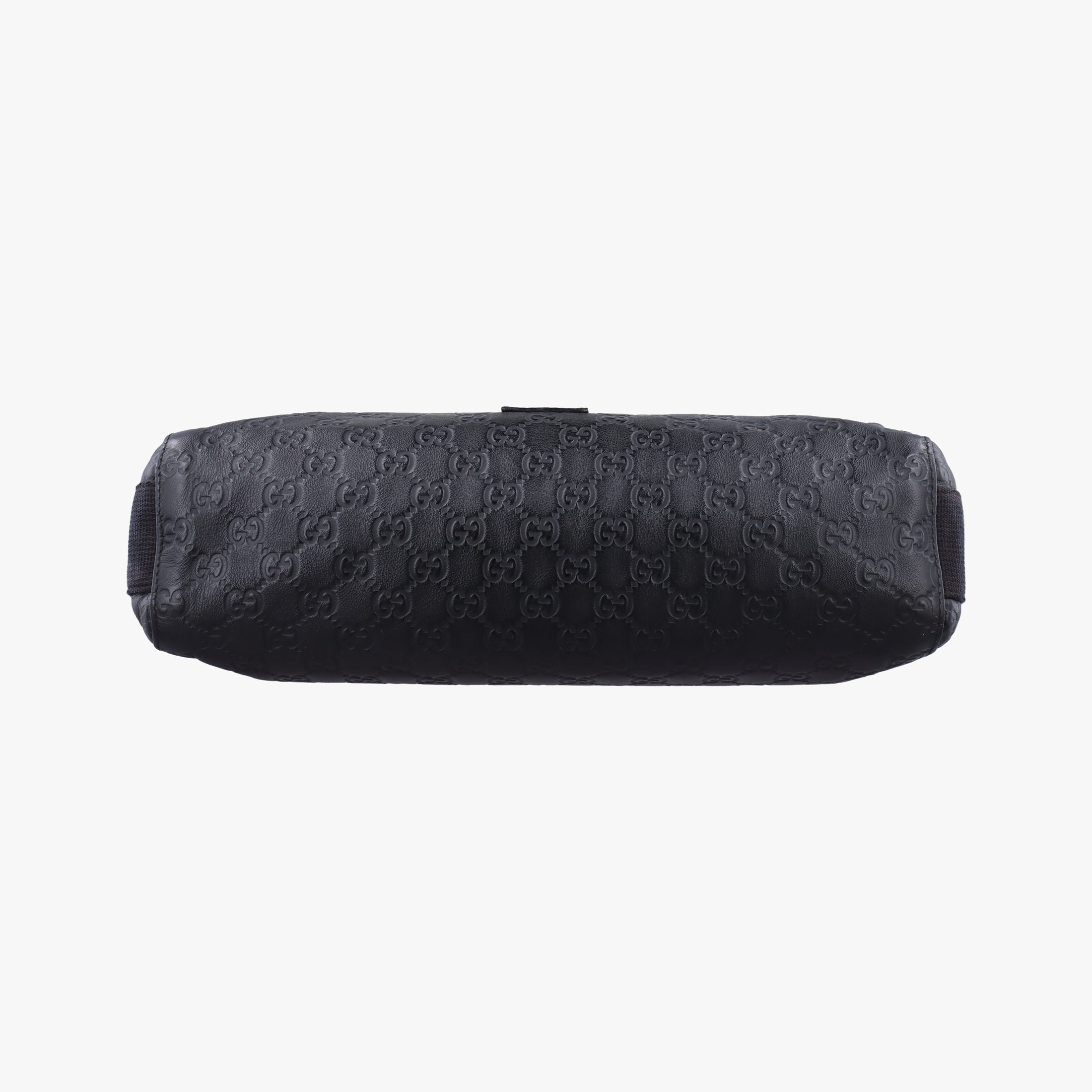 Pre-owned Gucci Guccissima Rubber Messenger Black Leather 246067 shoulderbag | stylenewstar