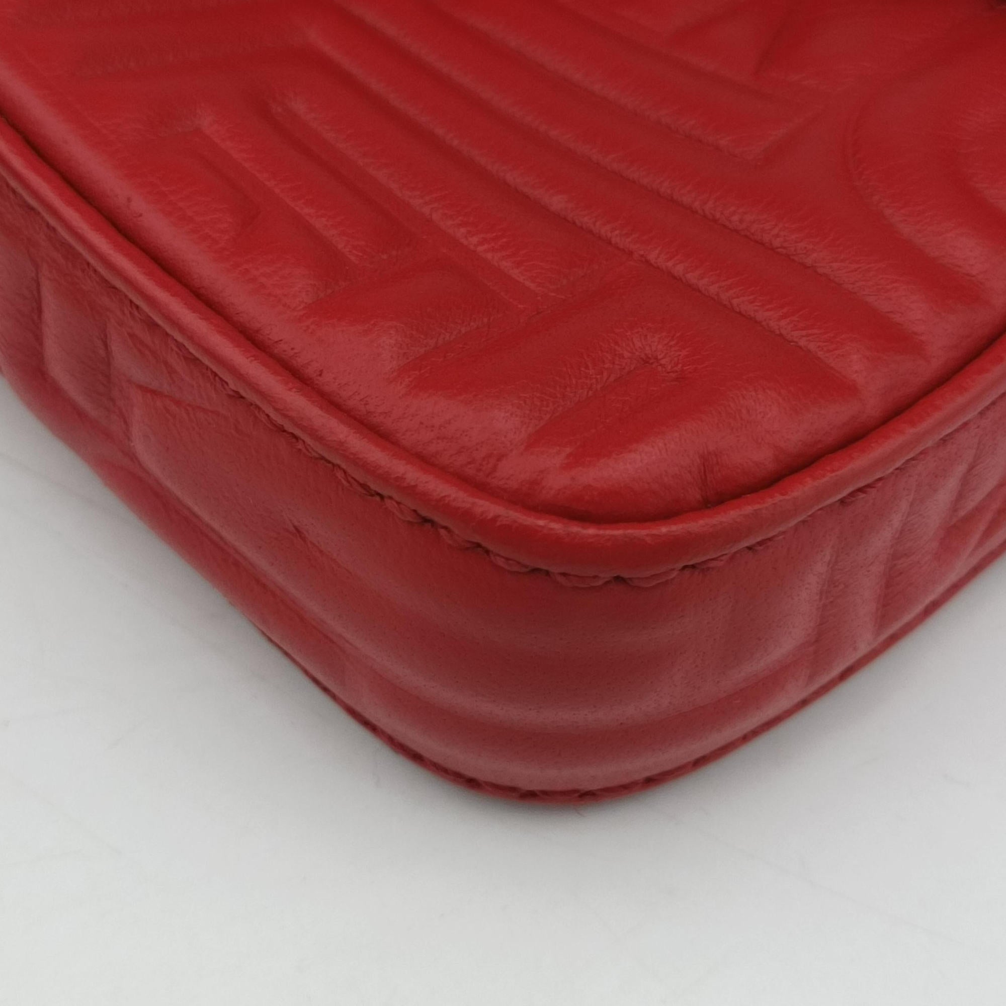 Pre-owned Fendi BAGUETTE Red Leather 8BK060 shoulderbag | stylenewstar