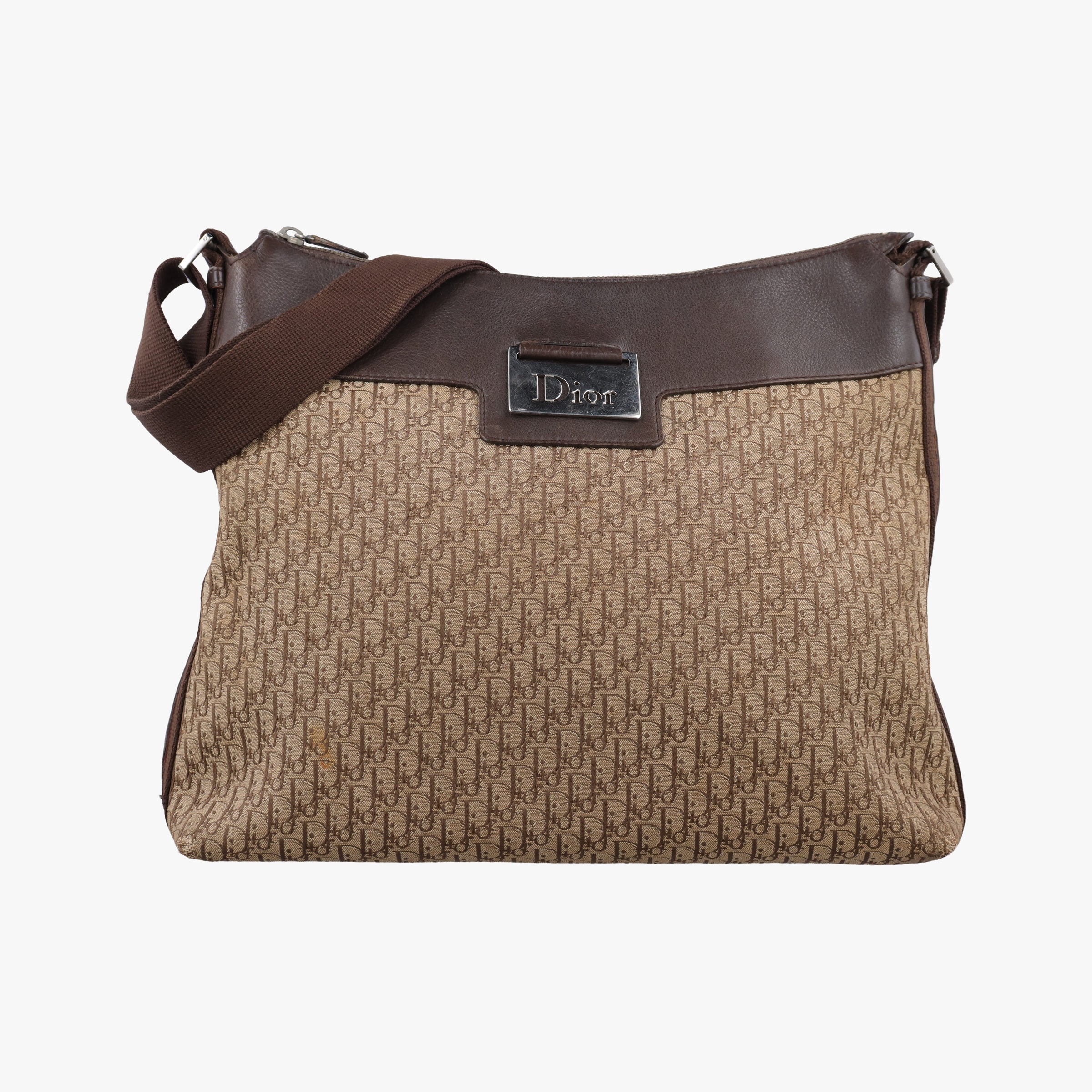 Pre-owned Christian Dior Street Chic Messenger Brown ×Beige Jacquard Canvas×Leather  shoulderbag | stylenewstar