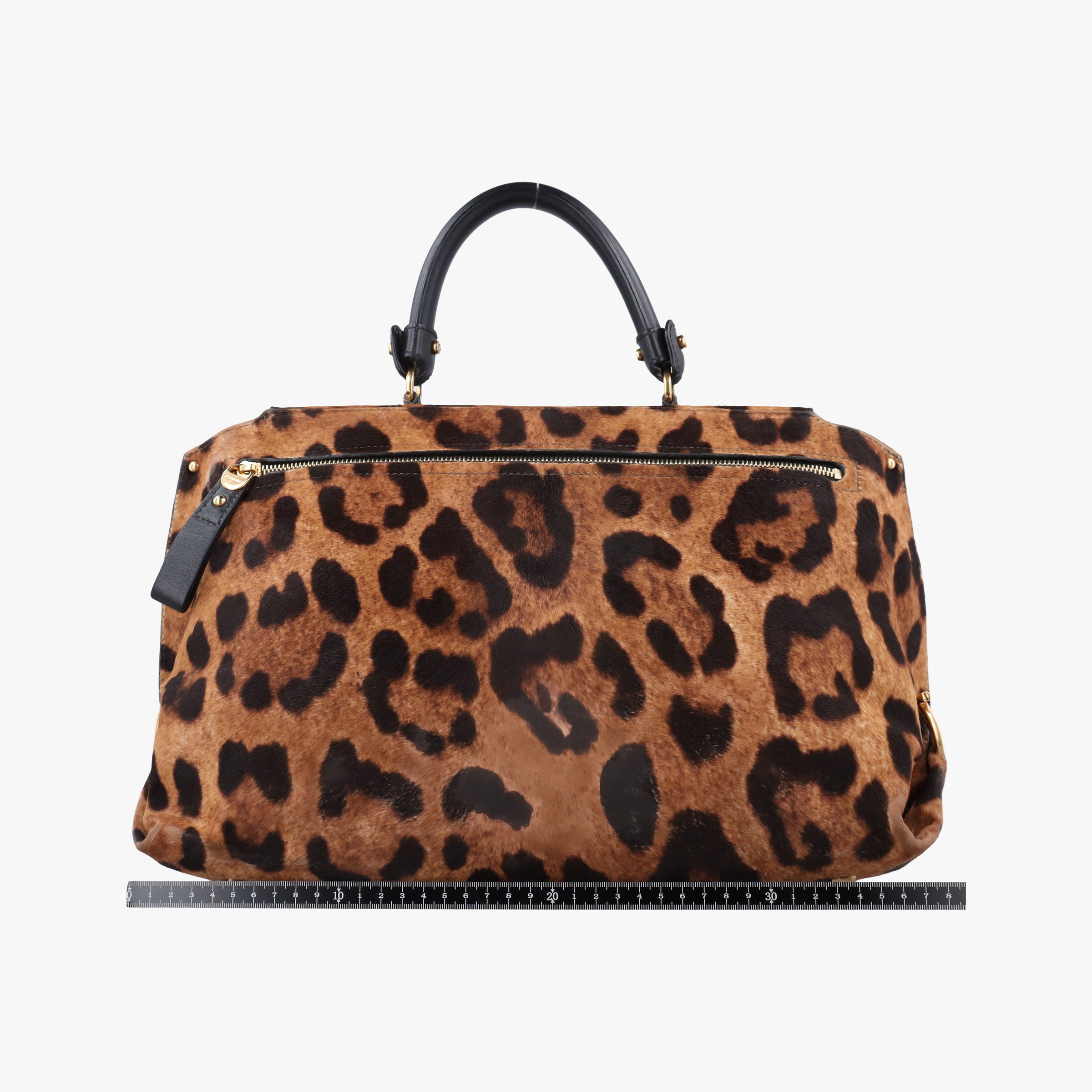 Pre-owned Ferragamo Sofia Gancini Leopard Print × Black ponyhair×leather  handbag | stylenewstar