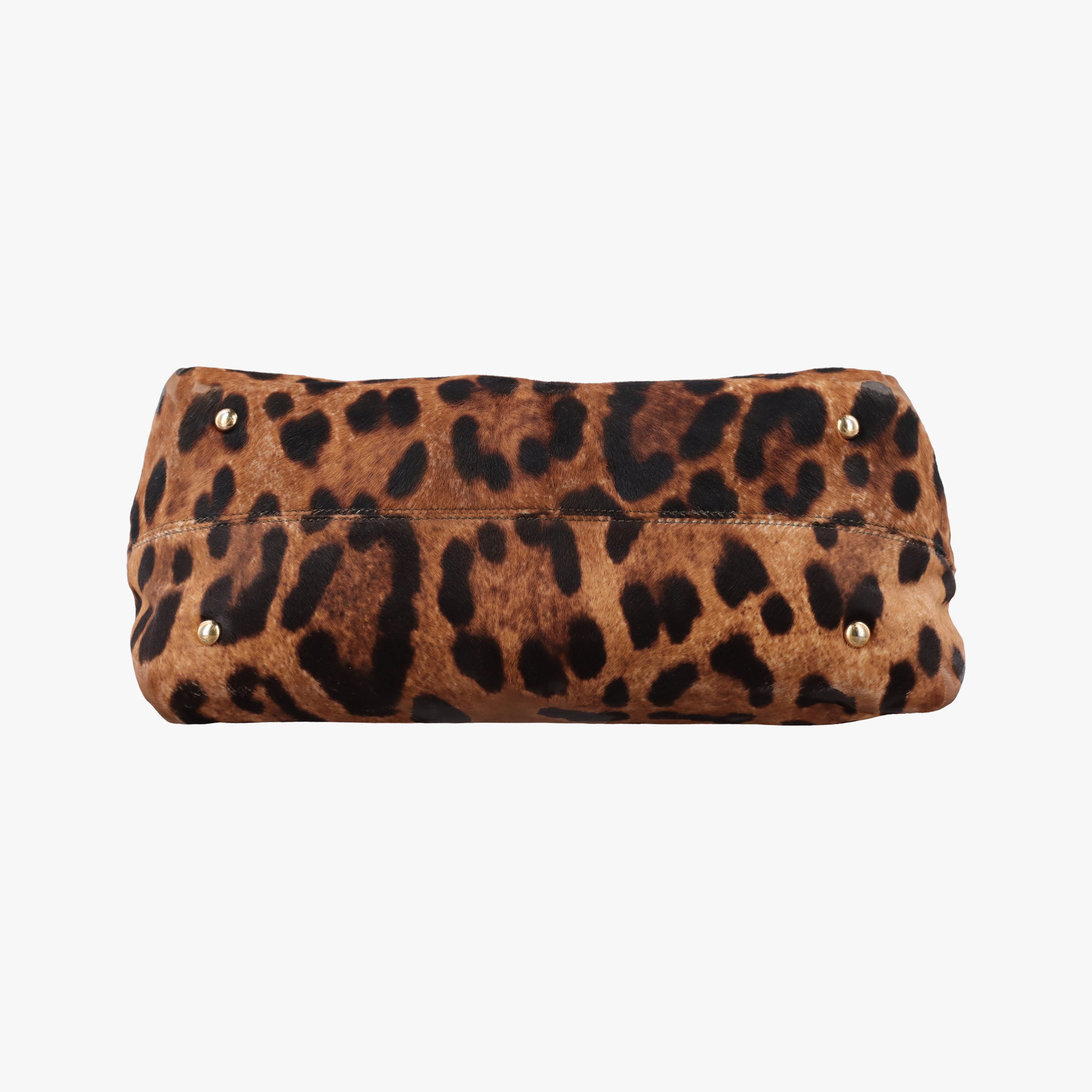 Pre-owned Ferragamo Sofia Gancini Leopard Print × Black ponyhair×leather  handbag | stylenewstar