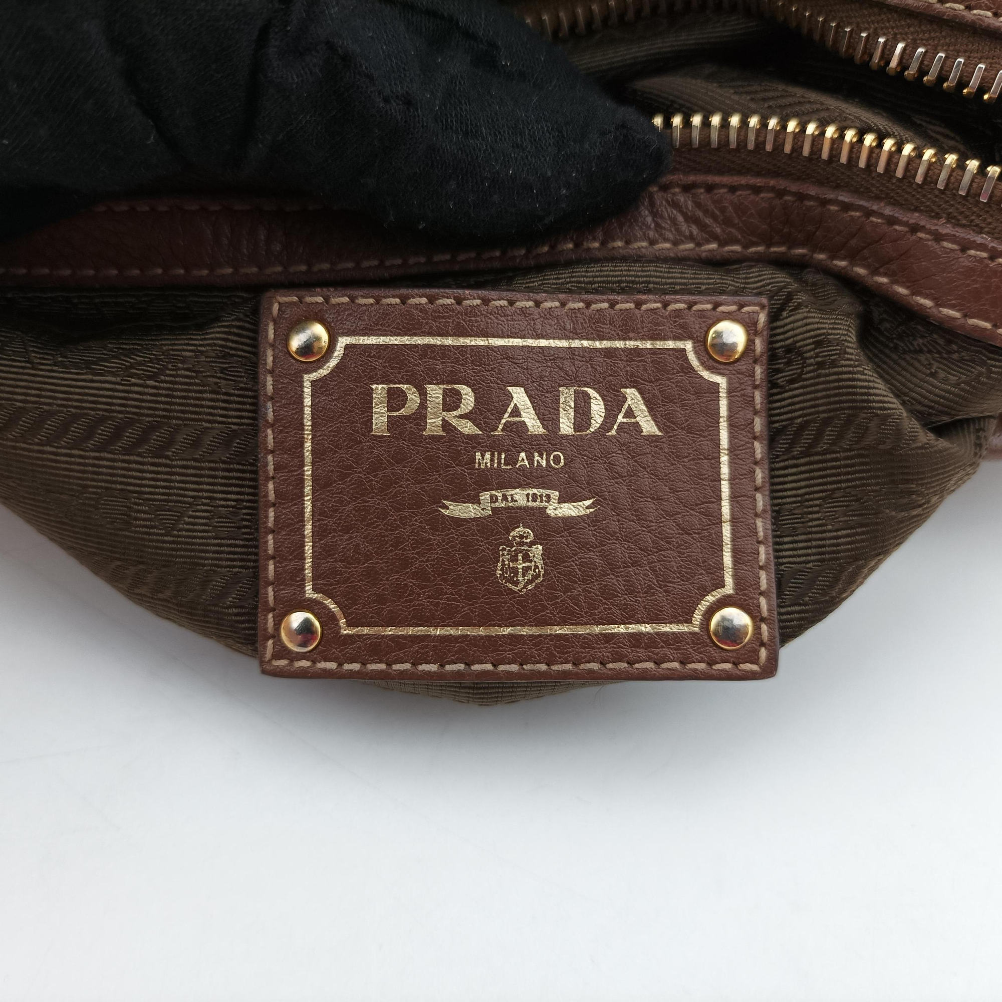 Pre-owned Prada Tessuto Nappa Gaufre Satchel Rovere Brown nylon×Leather  shoulderbag | stylenewstar
