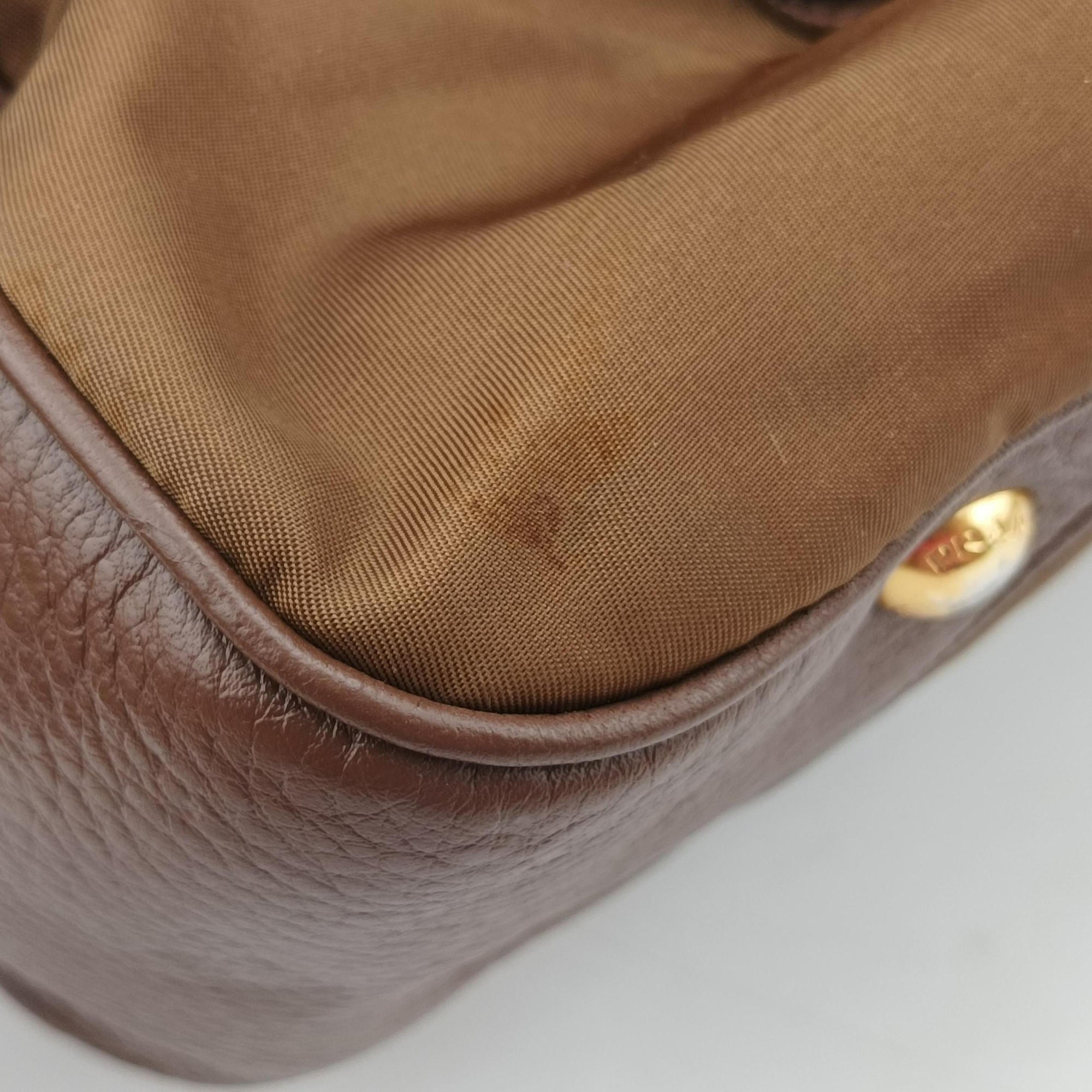 Pre-owned Prada Tessuto Nappa Gaufre Satchel Rovere Brown nylon×Leather  shoulderbag | stylenewstar