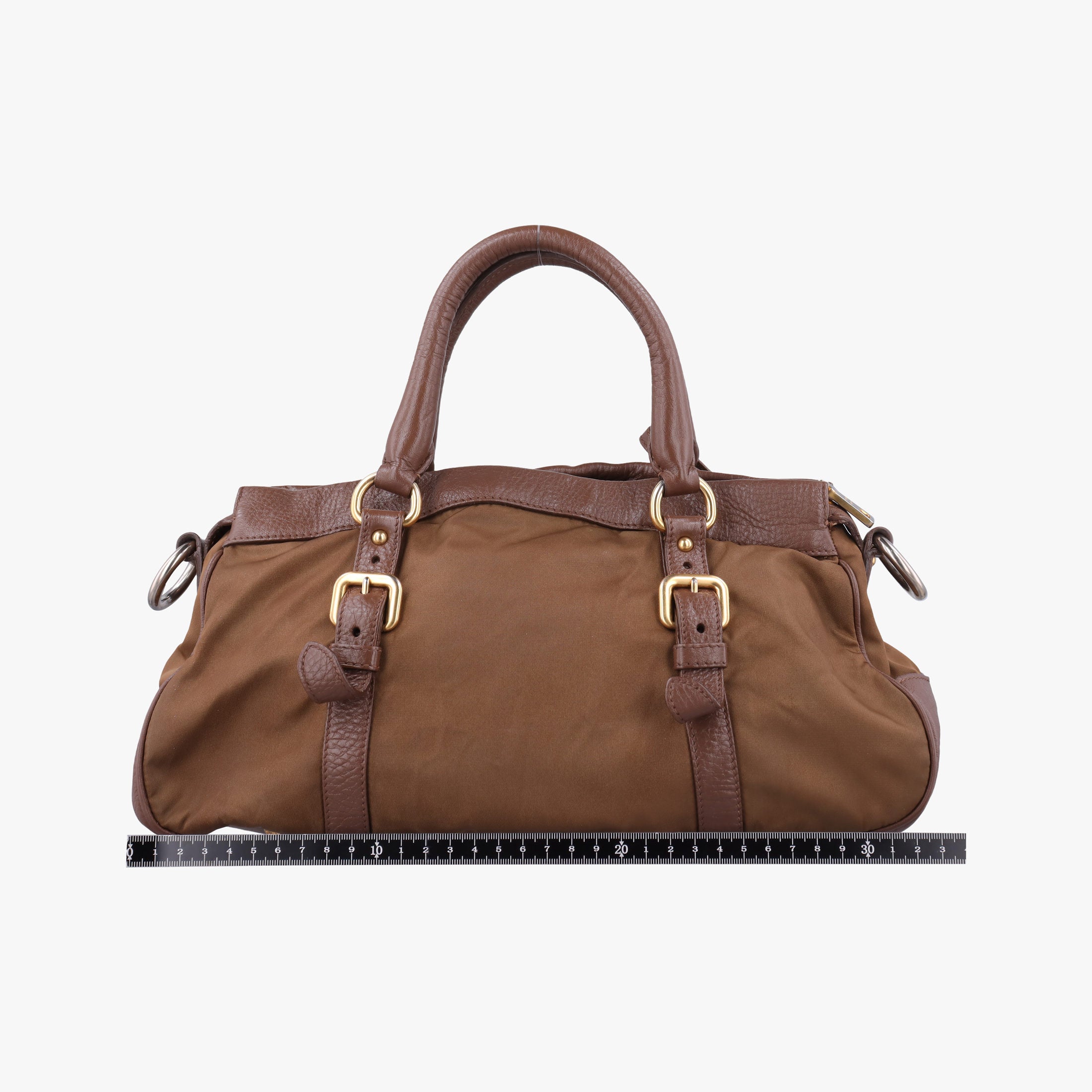 Pre-owned Prada Tessuto Nappa Gaufre Satchel Rovere Brown nylon×Leather  shoulderbag | stylenewstar
