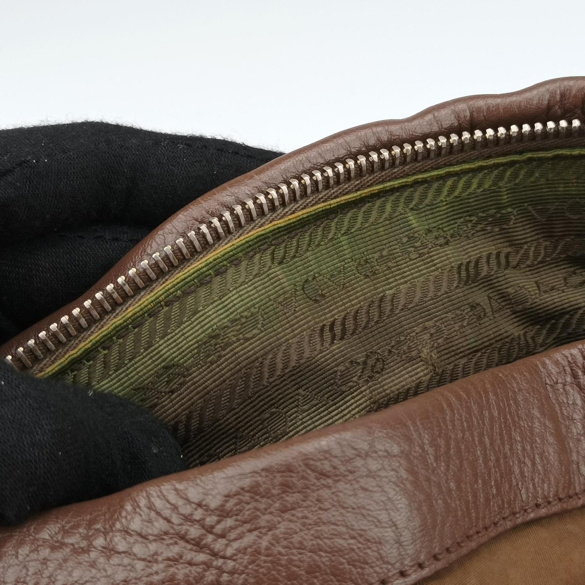 Pre-owned Prada Tessuto Nappa Gaufre Satchel Rovere Brown nylon×Leather  shoulderbag | stylenewstar