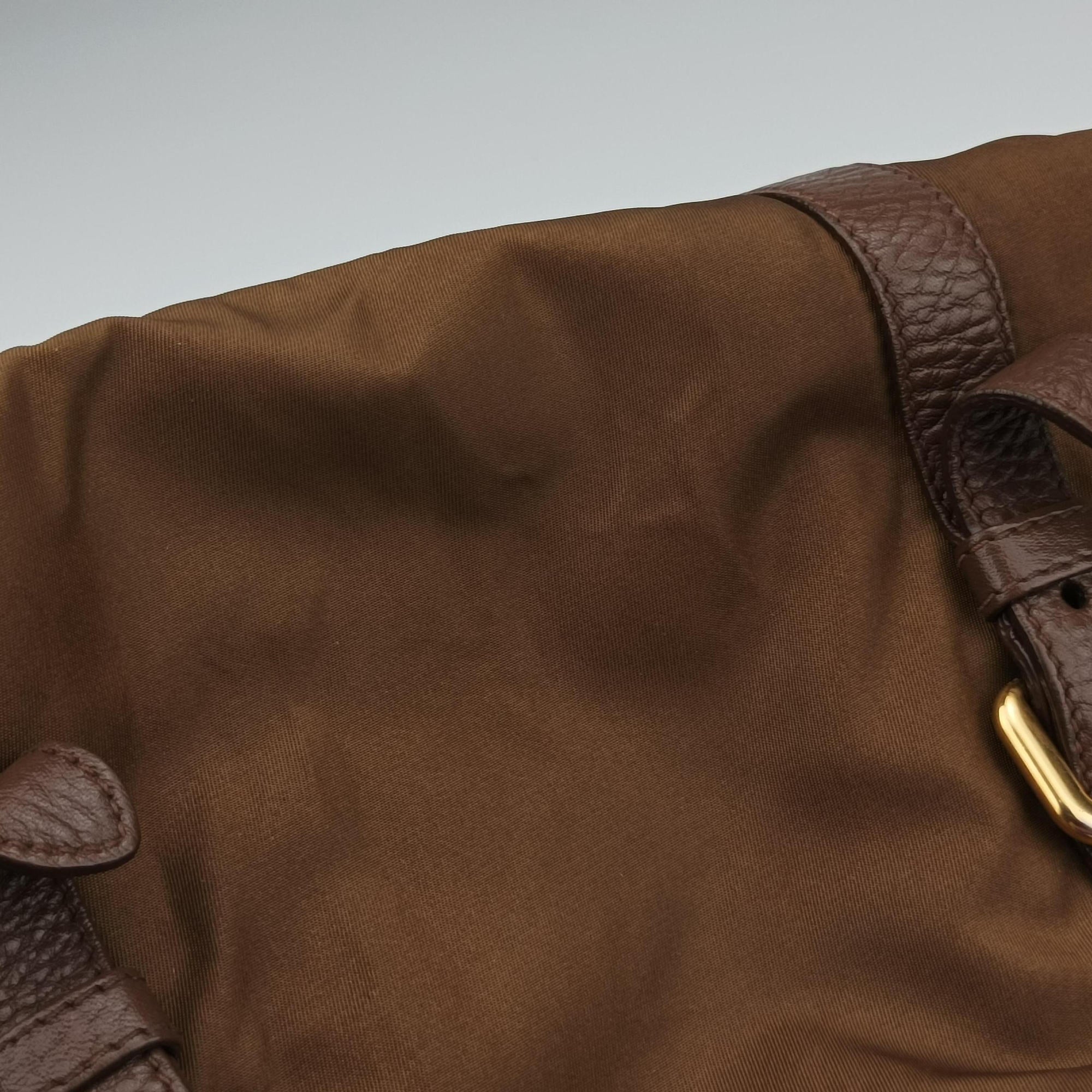 Pre-owned Prada Tessuto Nappa Gaufre Satchel Rovere Brown nylon×Leather  shoulderbag | stylenewstar
