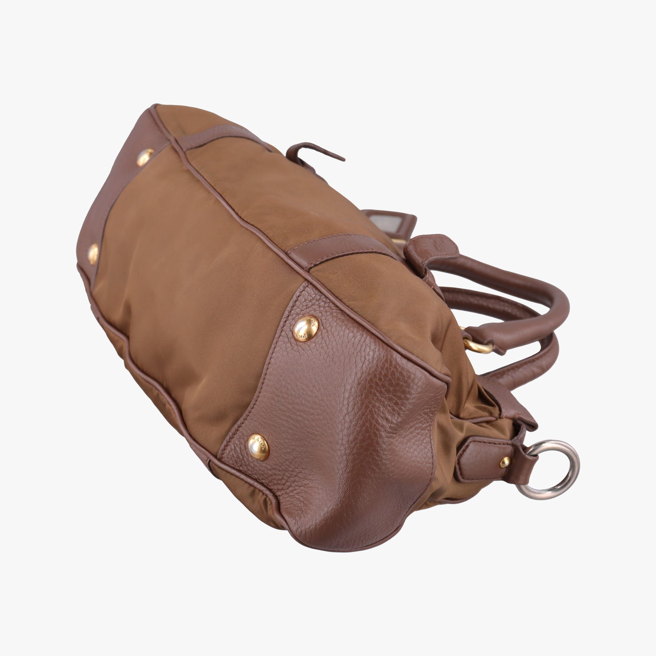 Pre-owned Prada Tessuto Nappa Gaufre Satchel Rovere Brown nylon×Leather  shoulderbag | stylenewstar