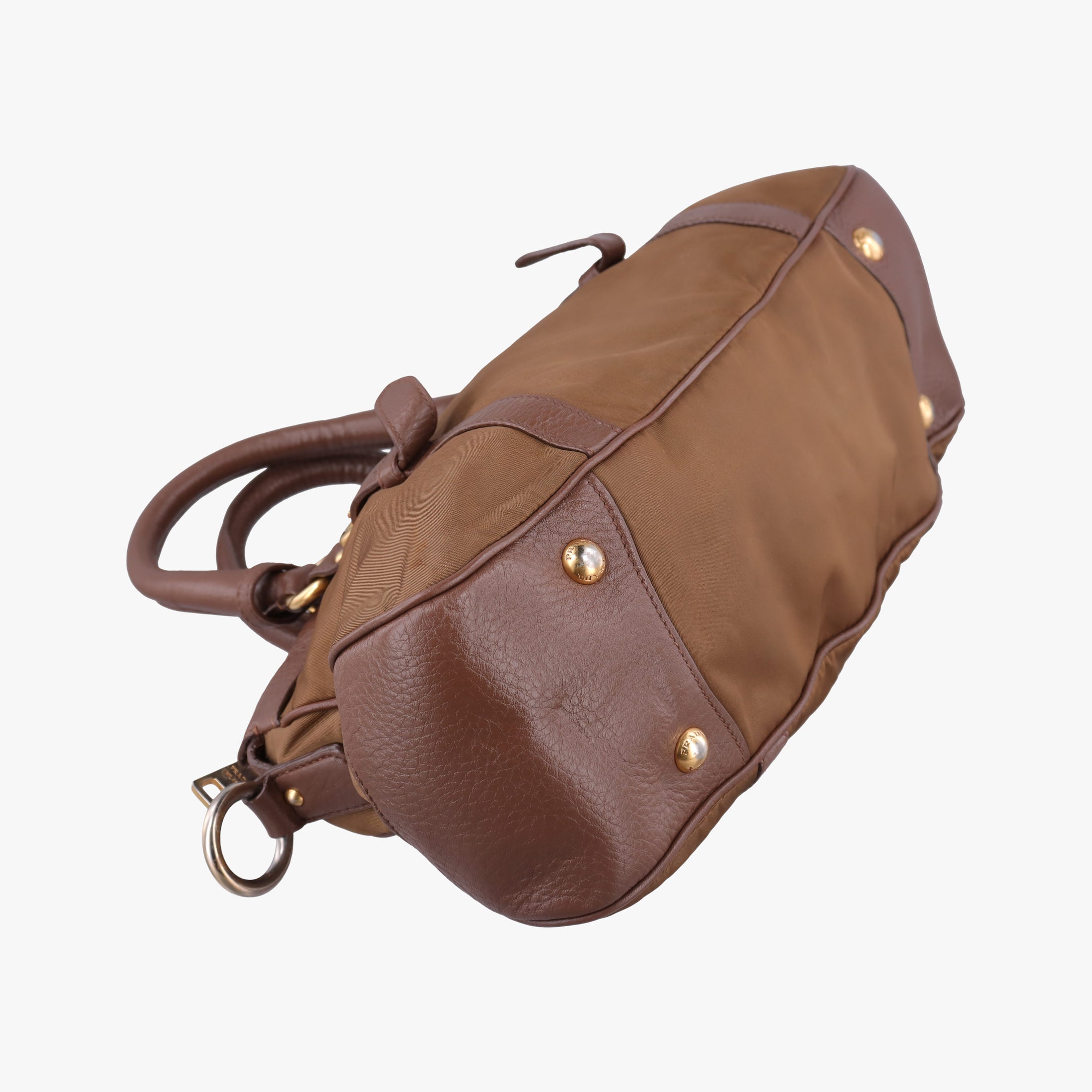 Pre-owned Prada Tessuto Nappa Gaufre Satchel Rovere Brown nylon×Leather  shoulderbag | stylenewstar