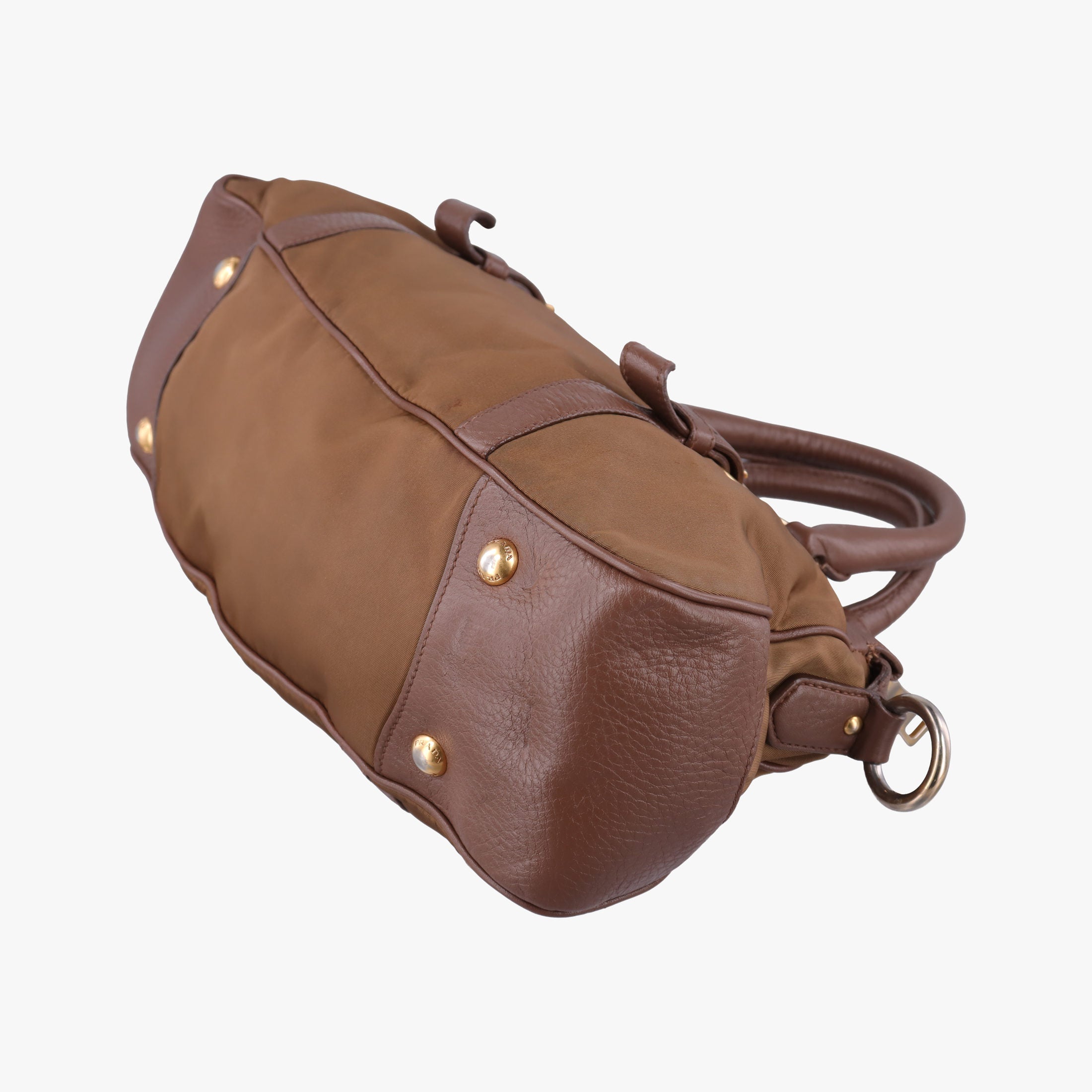 Pre-owned Prada Tessuto Nappa Gaufre Satchel Rovere Brown nylon×Leather  shoulderbag | stylenewstar