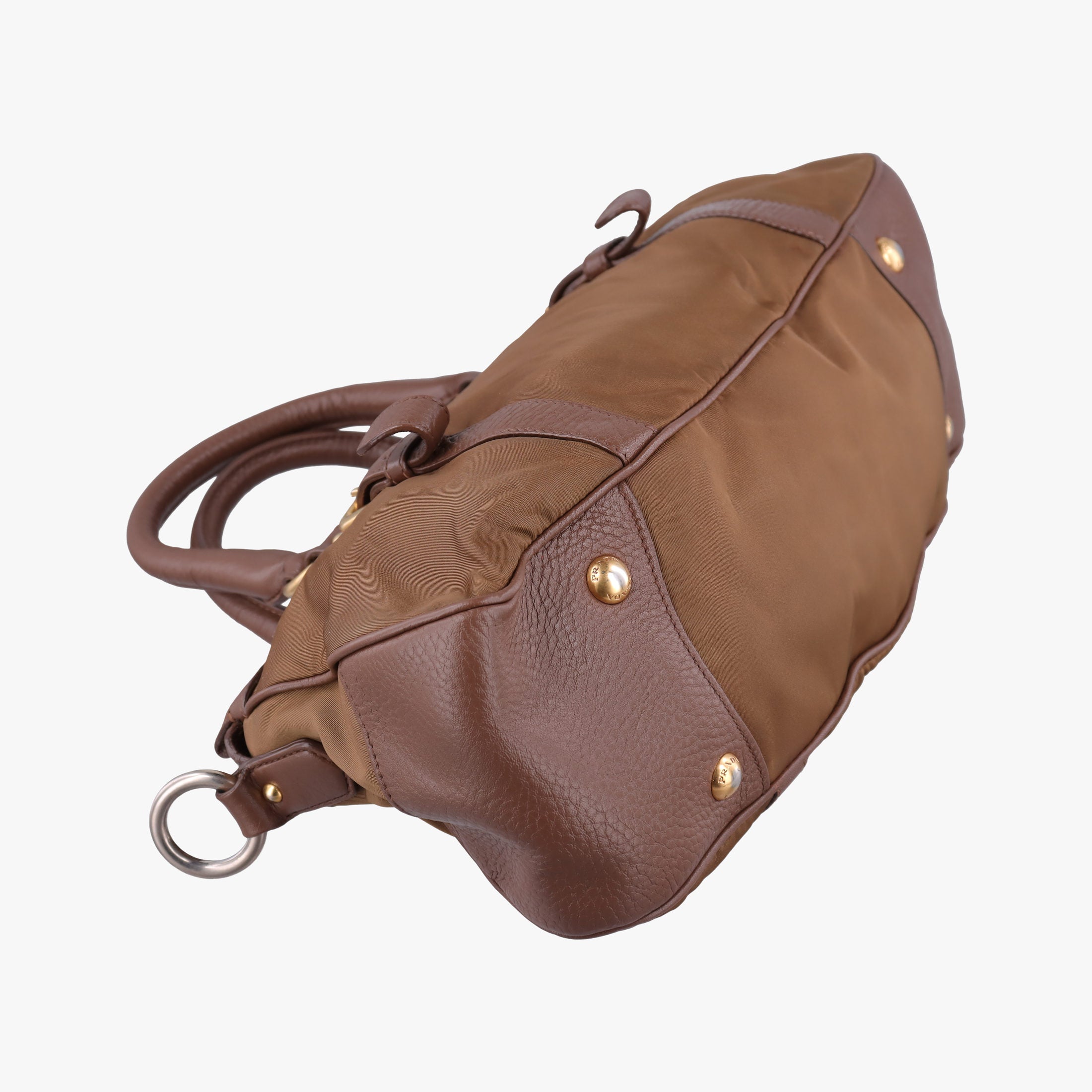 Pre-owned Prada Tessuto Nappa Gaufre Satchel Rovere Brown nylon×Leather  shoulderbag | stylenewstar