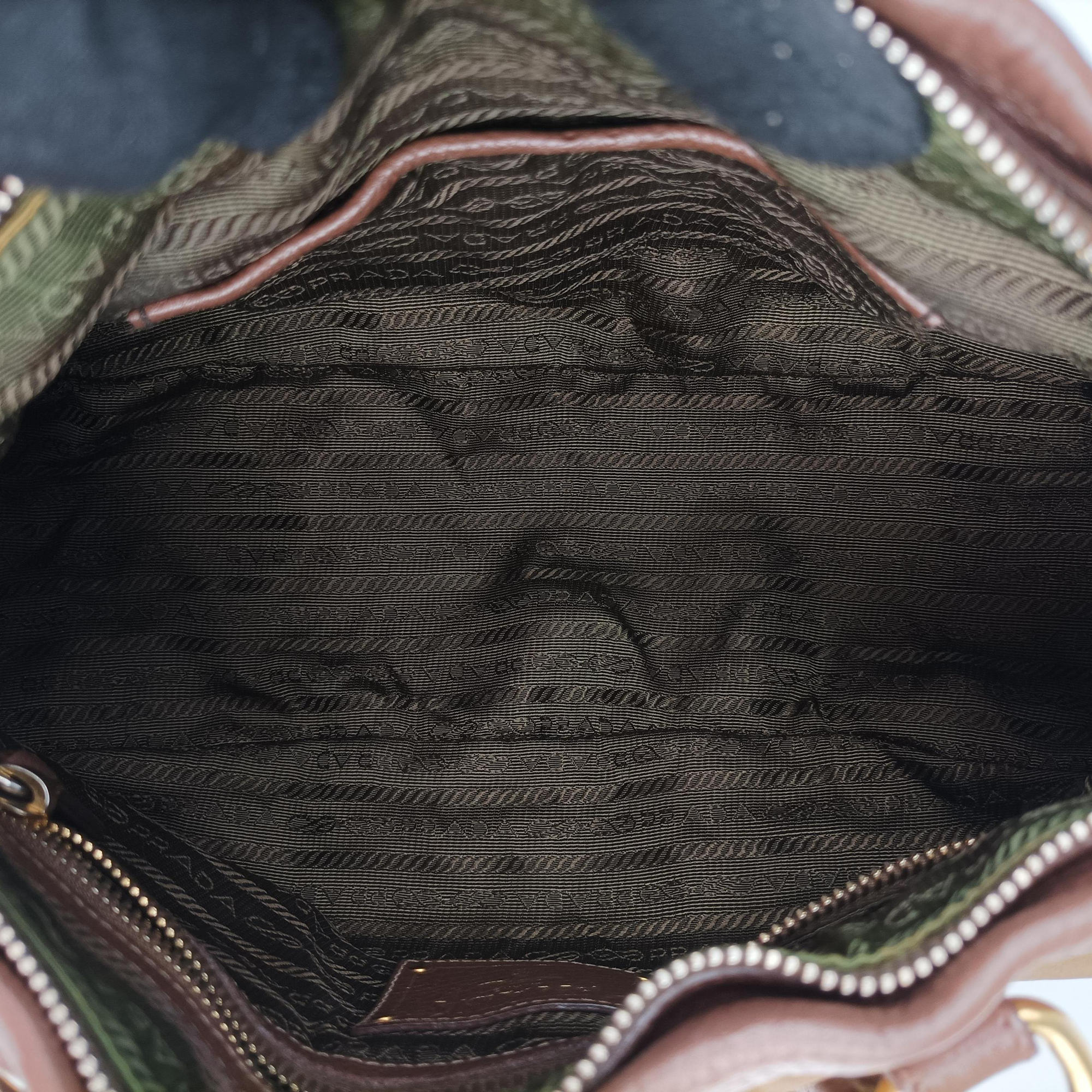 Pre-owned Prada Tessuto Nappa Gaufre Satchel Rovere Brown nylon×Leather  shoulderbag | stylenewstar