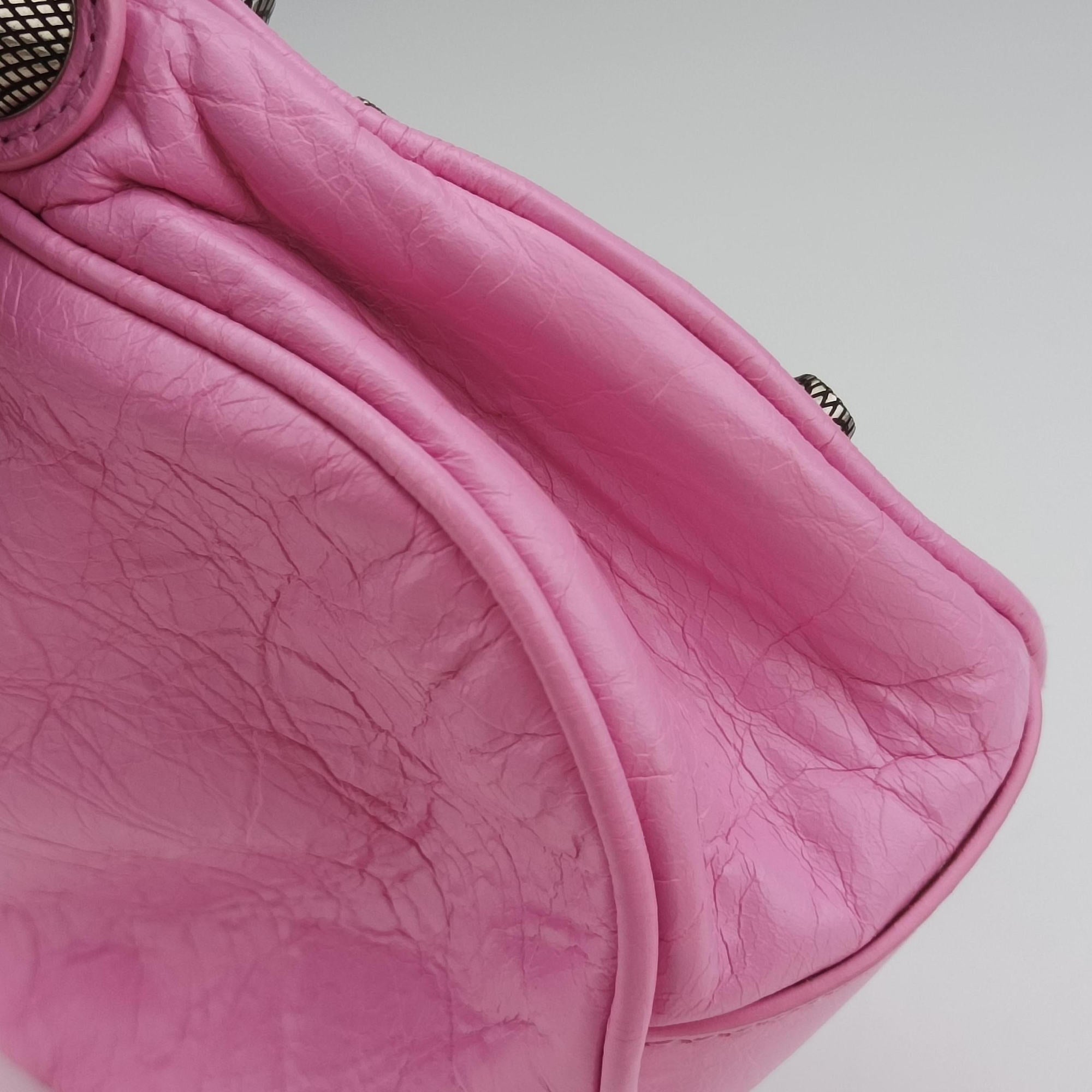 Pre-owned Balenciaga Le Cagole mini Pink Leather  shoulderbag | stylenewstar