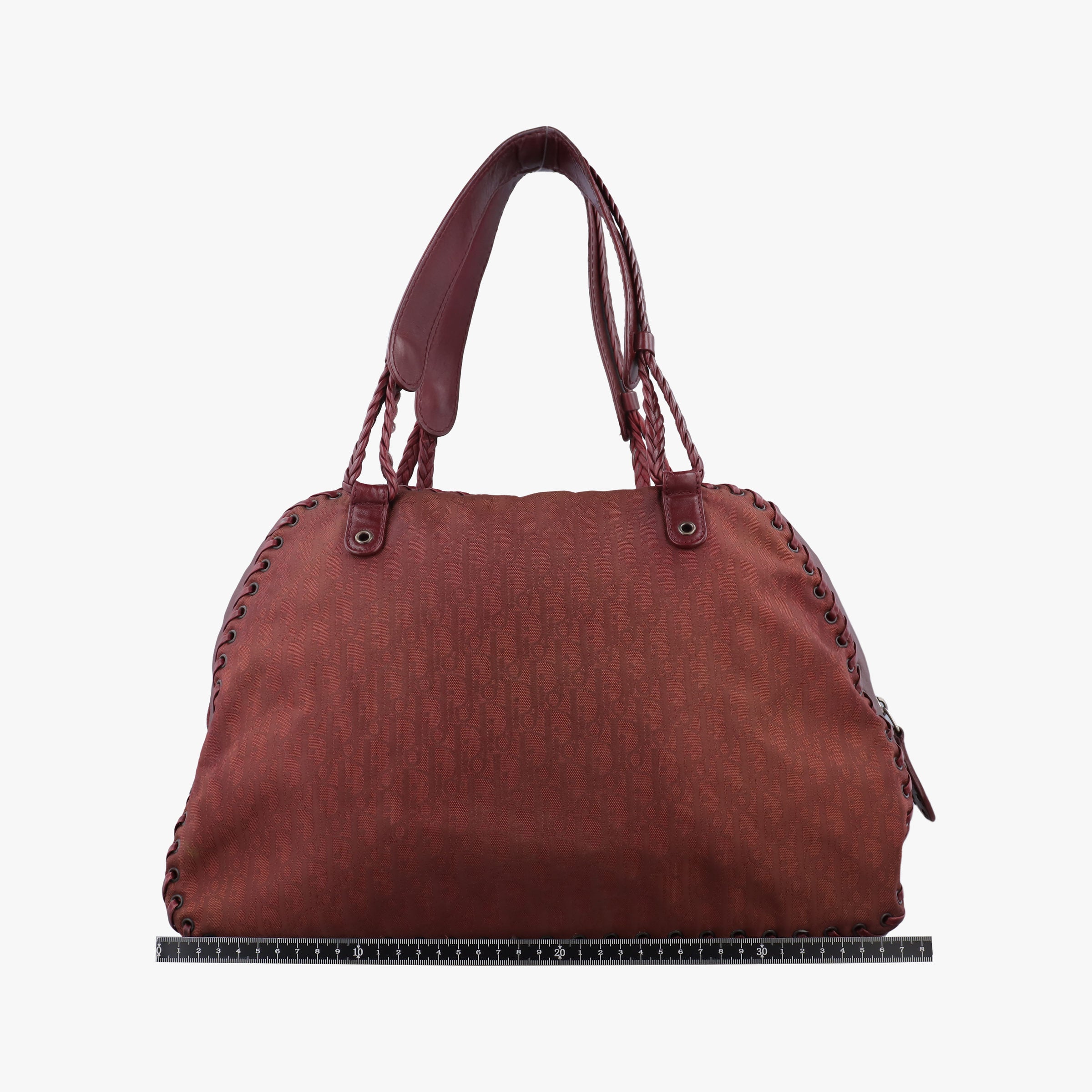 Pre-owned Christian Dior Ethnic Braided Tote burgundy×Multicolour canvas×leather  handbag | stylenewstar