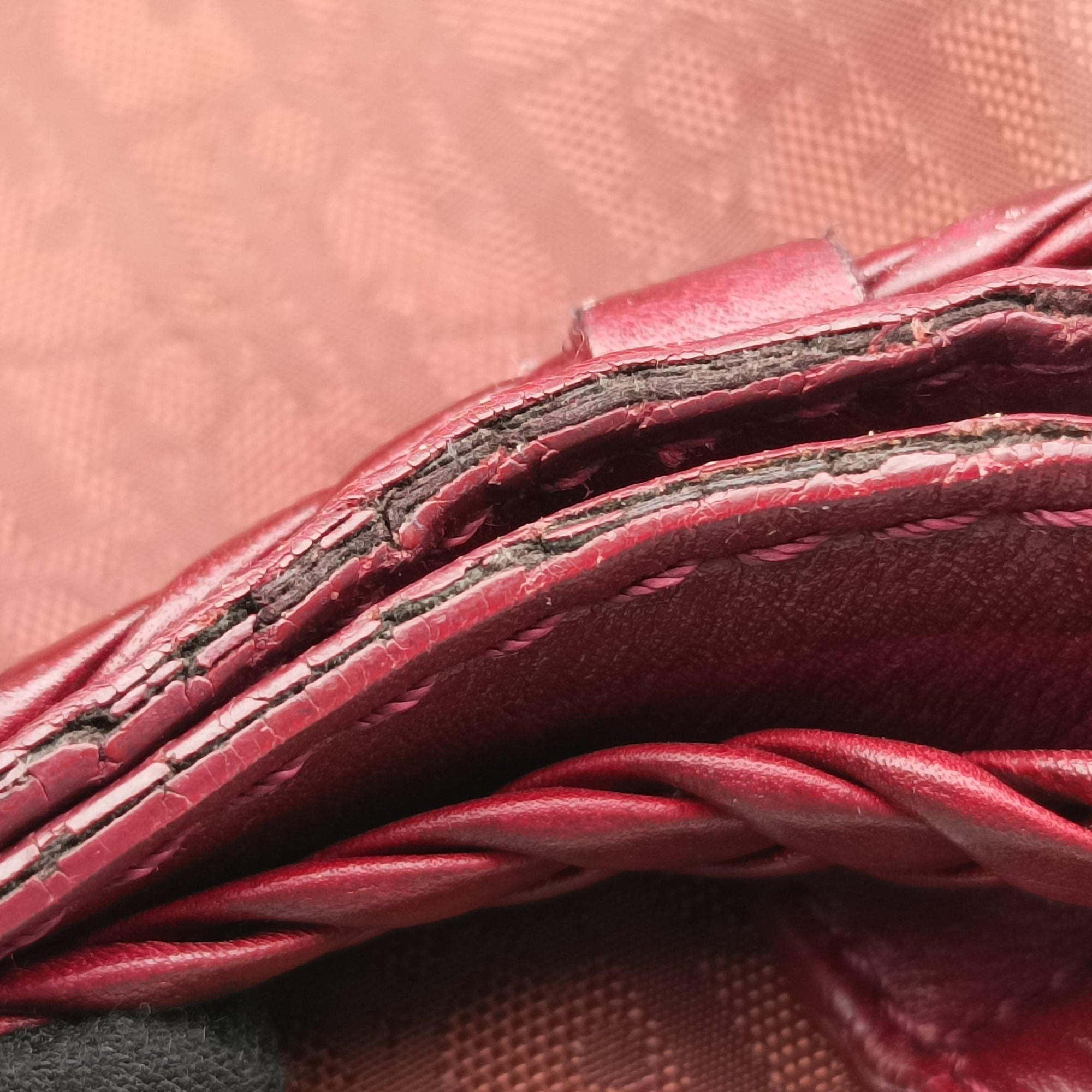 Pre-owned Christian Dior Ethnic Braided Tote burgundy×Multicolour canvas×leather  handbag | stylenewstar