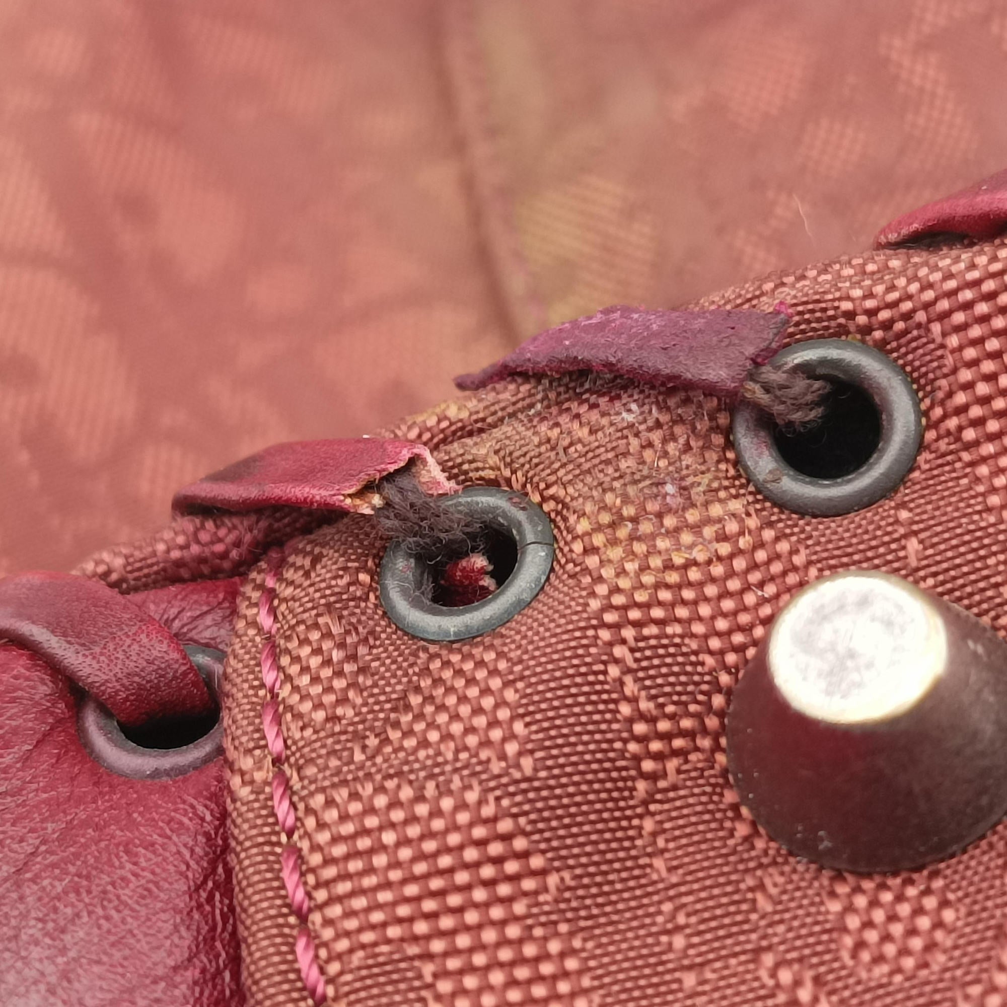 Pre-owned Christian Dior Ethnic Braided Tote burgundy×Multicolour canvas×leather  handbag | stylenewstar