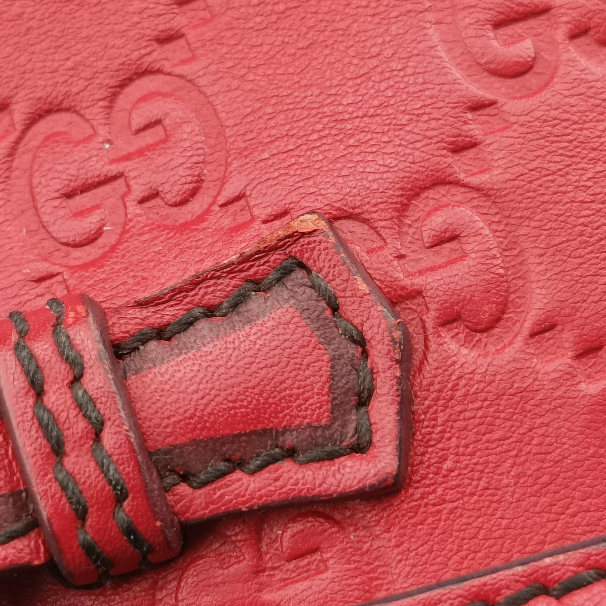 Pre-owned Gucci Emily Red Leather 295402 shoulderbag | stylenewstar