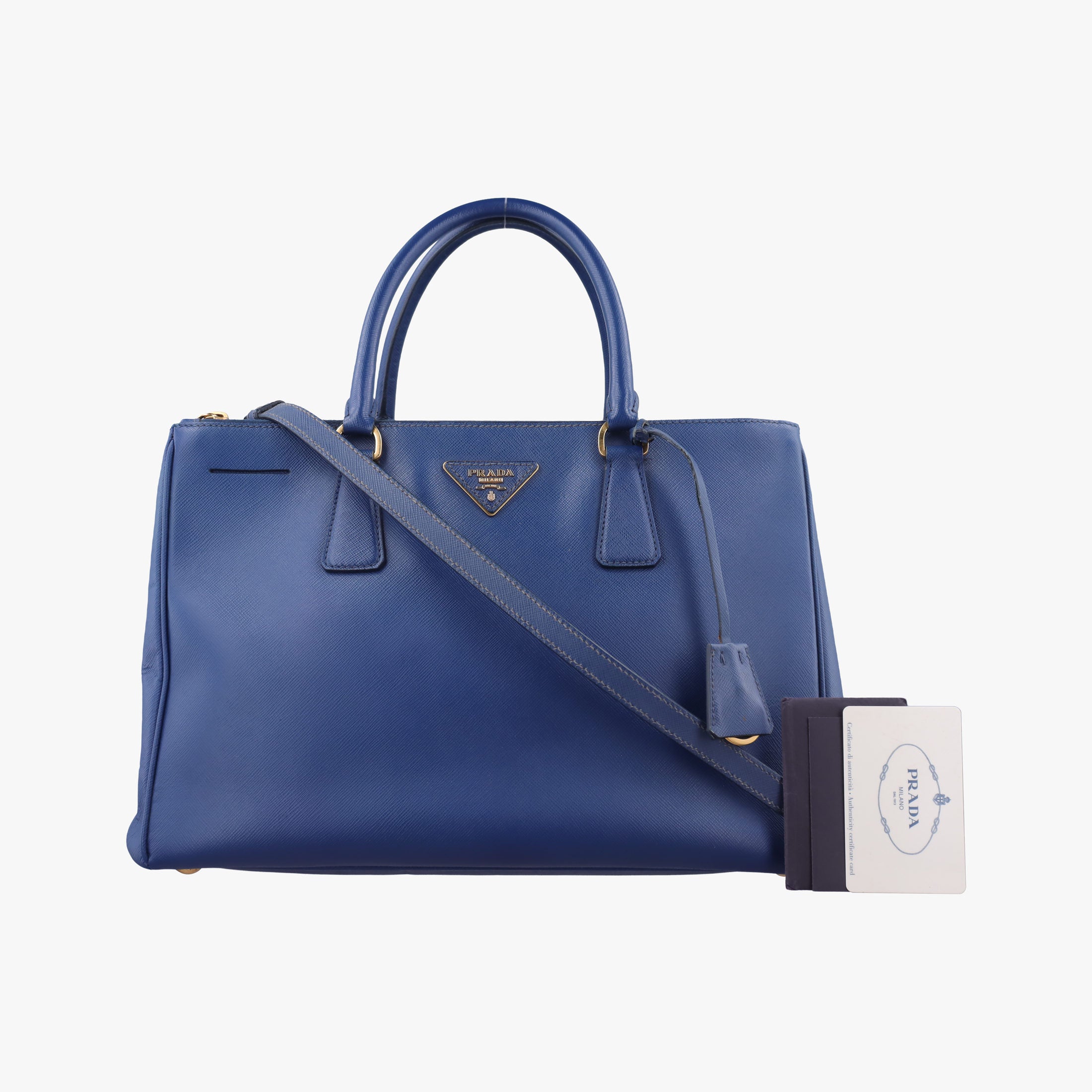 Pre-owned Prada Galleria Blue SAFFIANO Leather BN2274 shoulderbag | stylenewstar