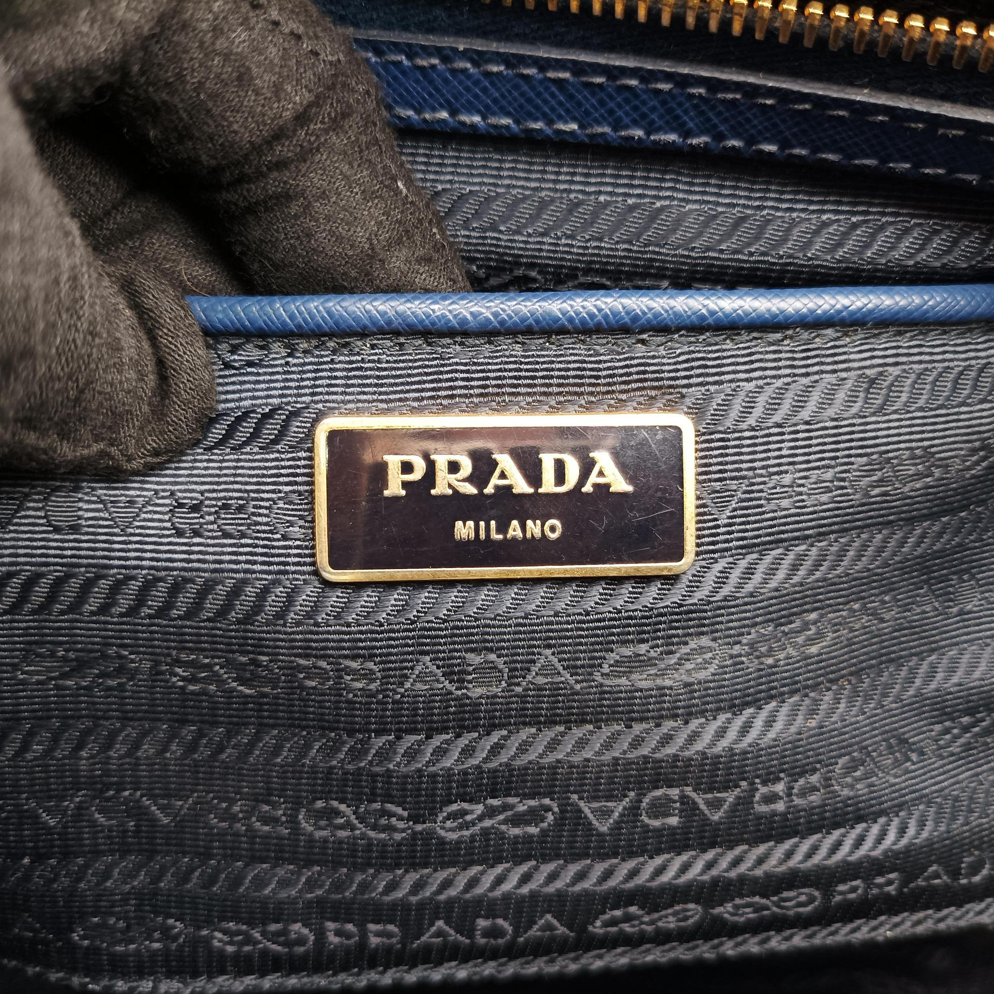 Pre-owned Prada Galleria Blue SAFFIANO Leather BN2274 shoulderbag | stylenewstar