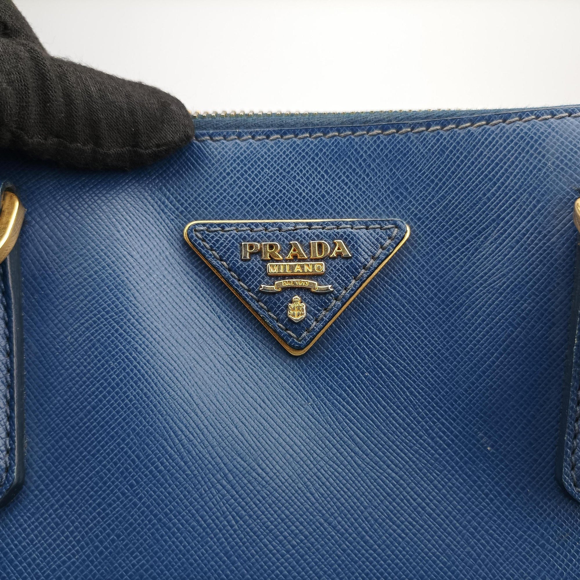 Pre-owned Prada Galleria Blue SAFFIANO Leather BN2274 shoulderbag | stylenewstar
