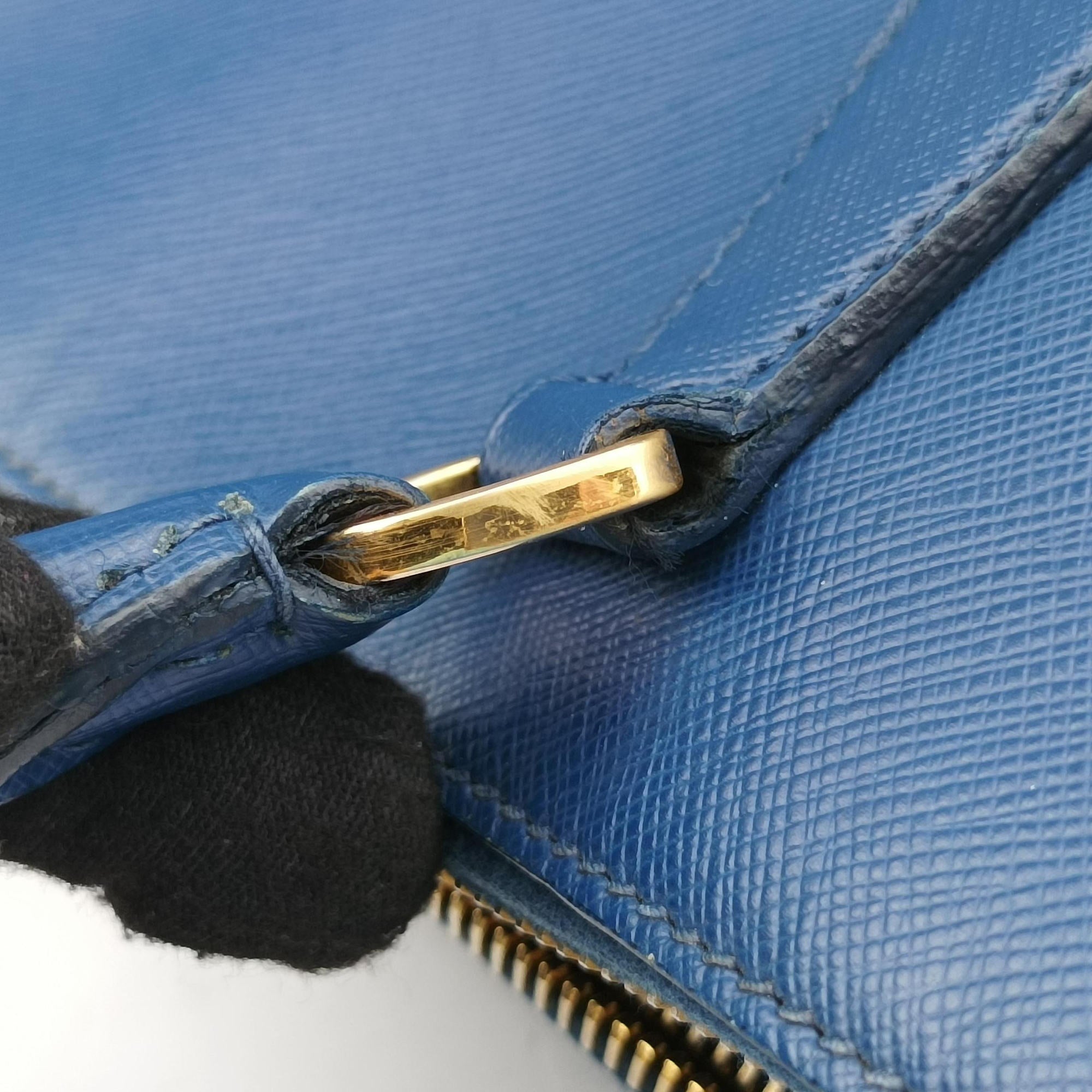 Pre-owned Prada Galleria Blue SAFFIANO Leather BN2274 shoulderbag | stylenewstar