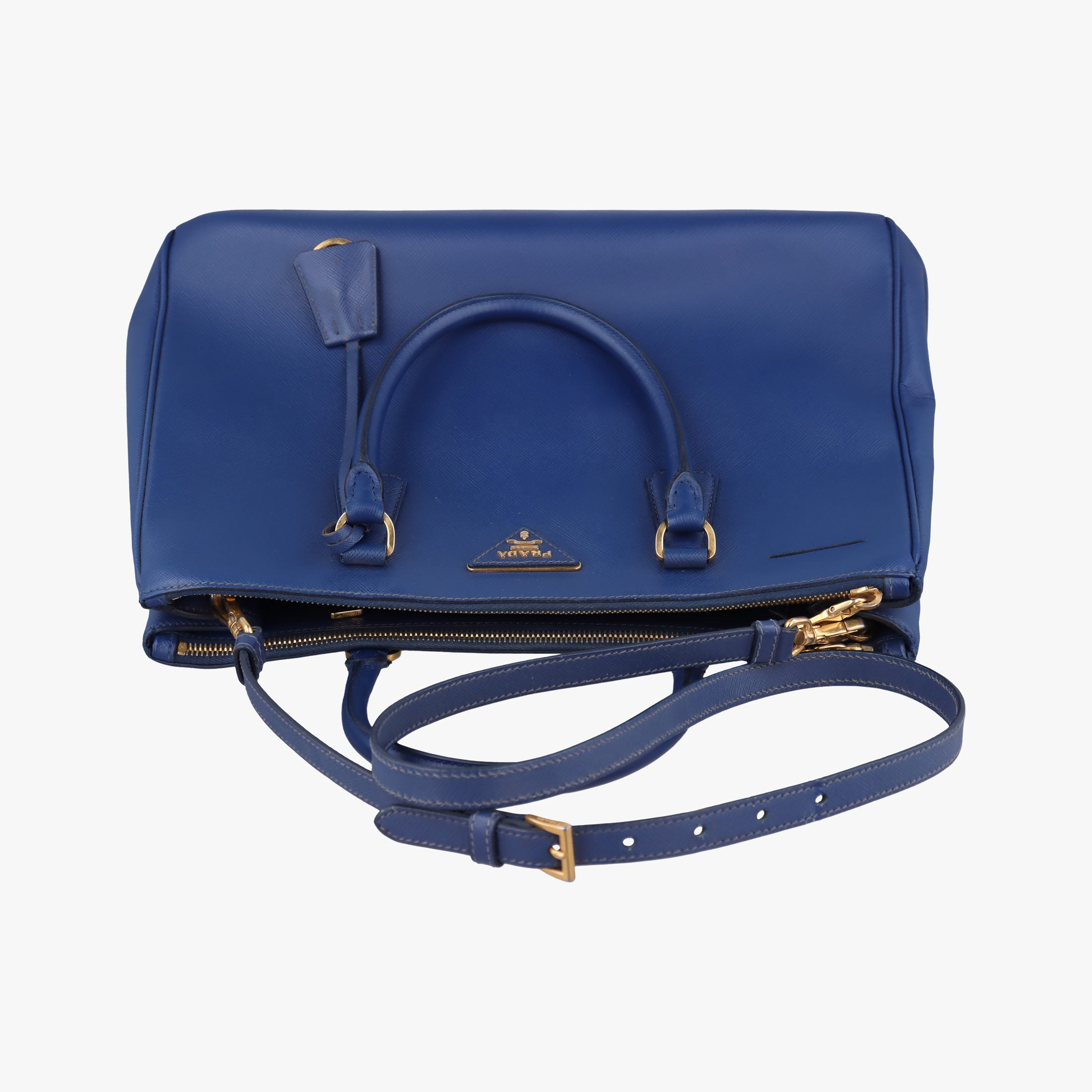 Pre-owned Prada Galleria Blue SAFFIANO Leather BN2274 shoulderbag | stylenewstar