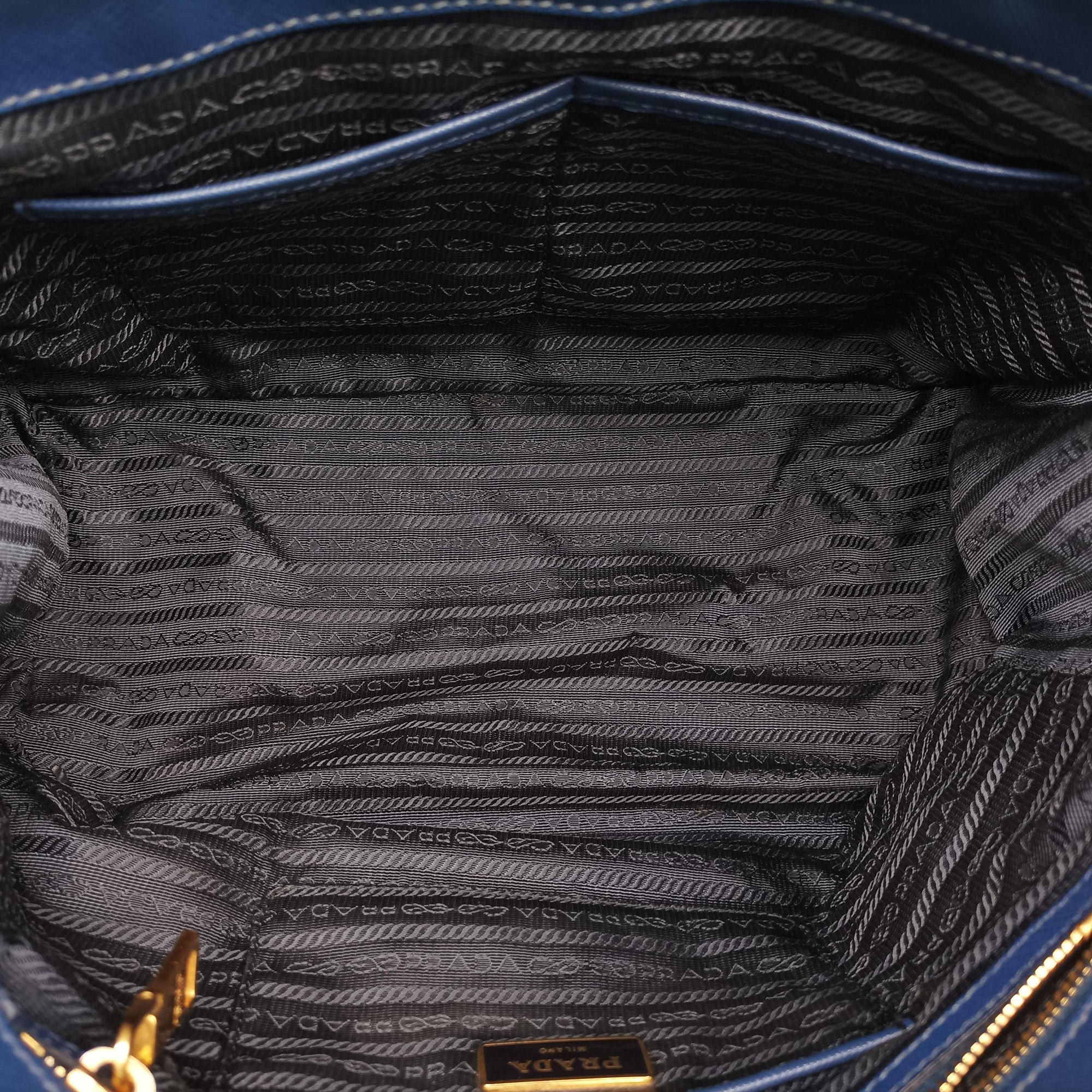 Pre-owned Prada Galleria Blue SAFFIANO Leather BN2274 shoulderbag | stylenewstar