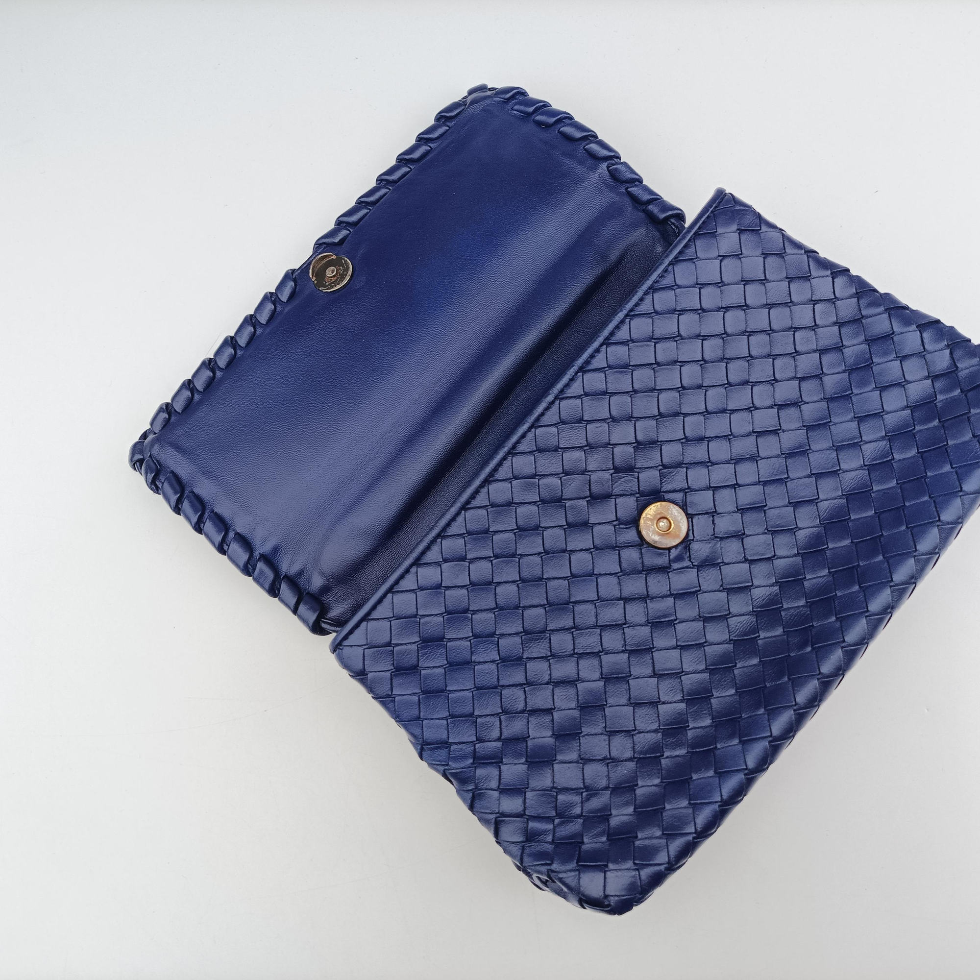 Pre-owned Bottega Veneta Intrecciato Olimpia Navy lambskin  shoulderbag | stylenewstar