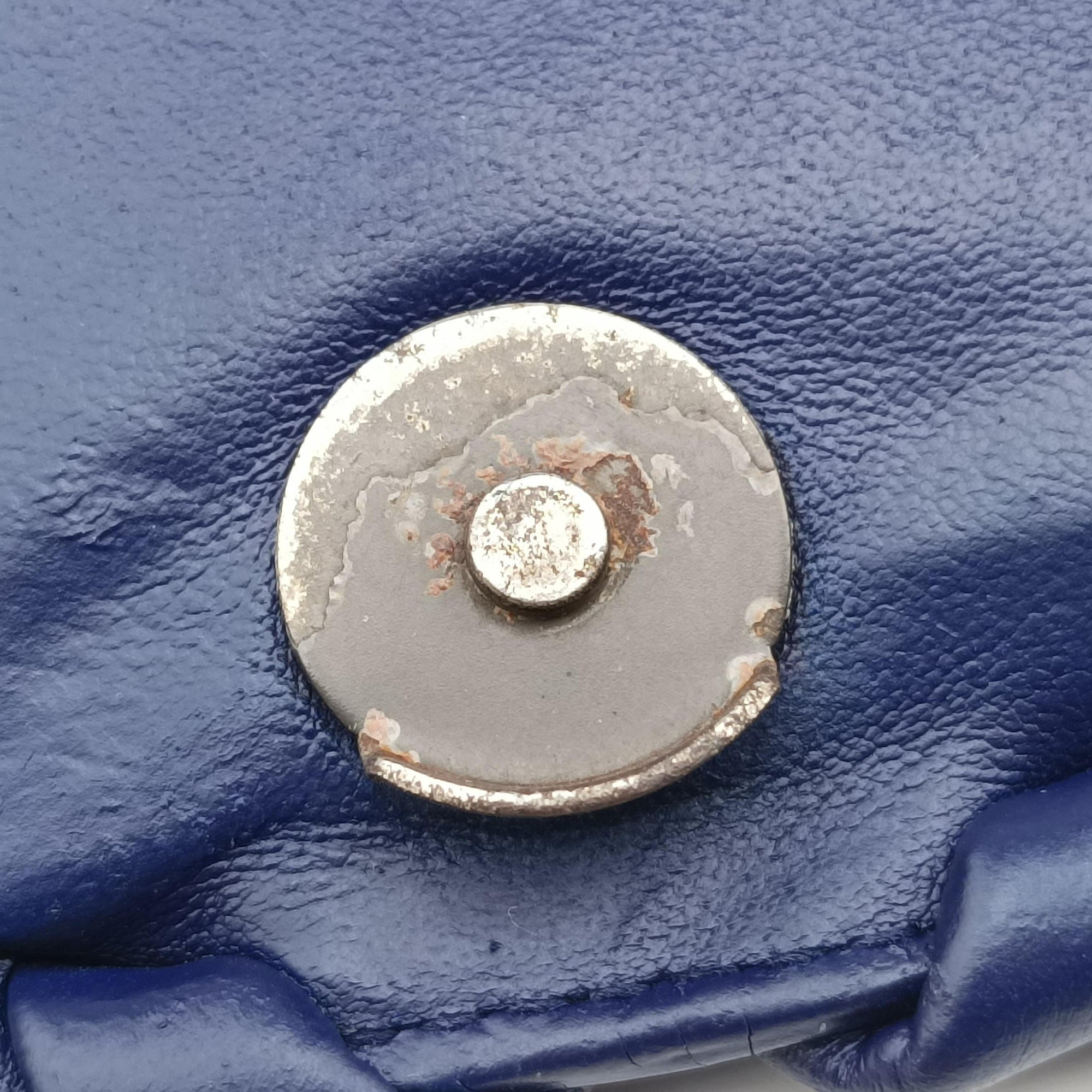 Pre-owned Bottega Veneta Intrecciato Olimpia Navy lambskin  shoulderbag | stylenewstar