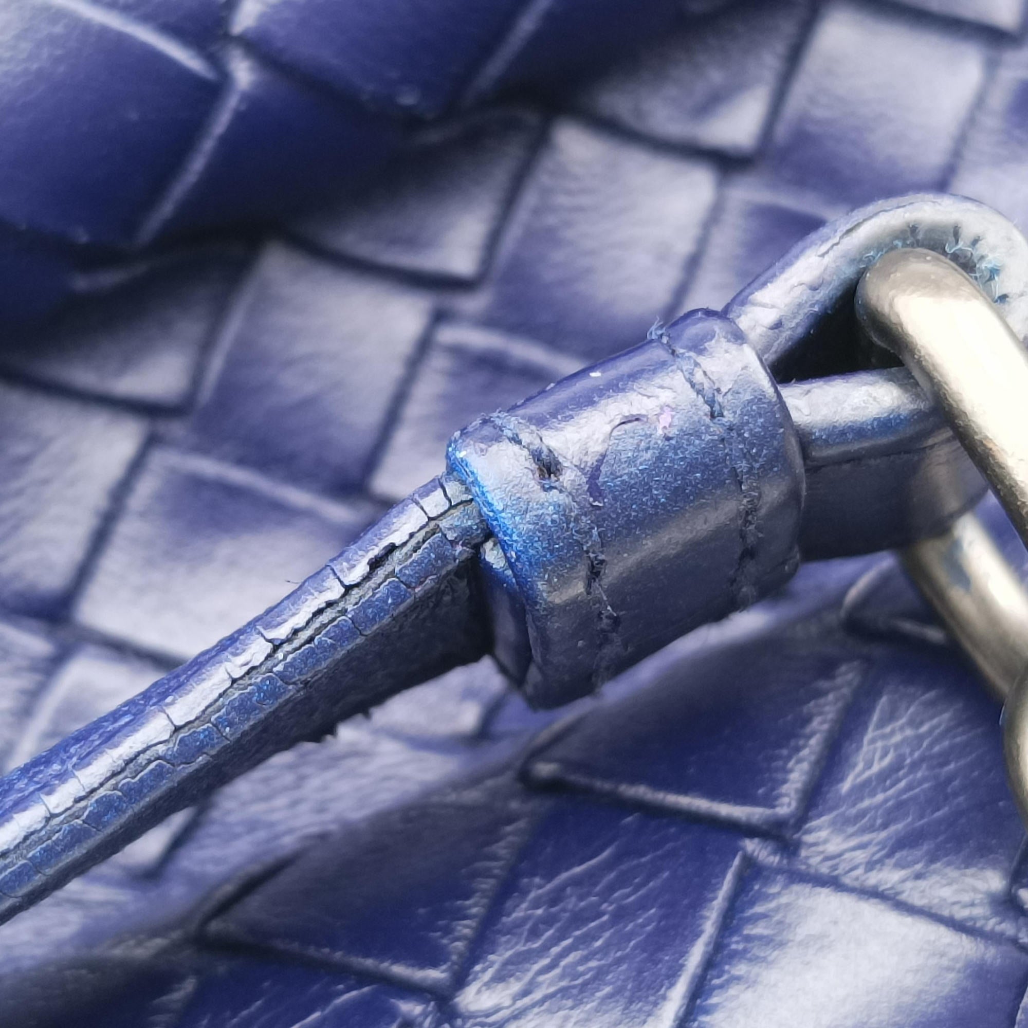 Pre-owned Bottega Veneta Intrecciato Olimpia Navy lambskin  shoulderbag | stylenewstar