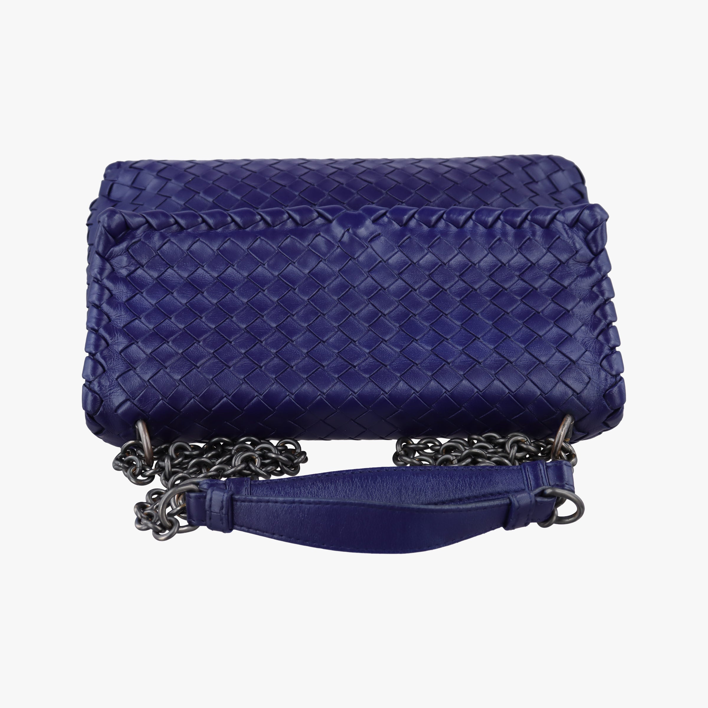 Pre-owned Bottega Veneta Intrecciato Olimpia Navy lambskin  shoulderbag | stylenewstar