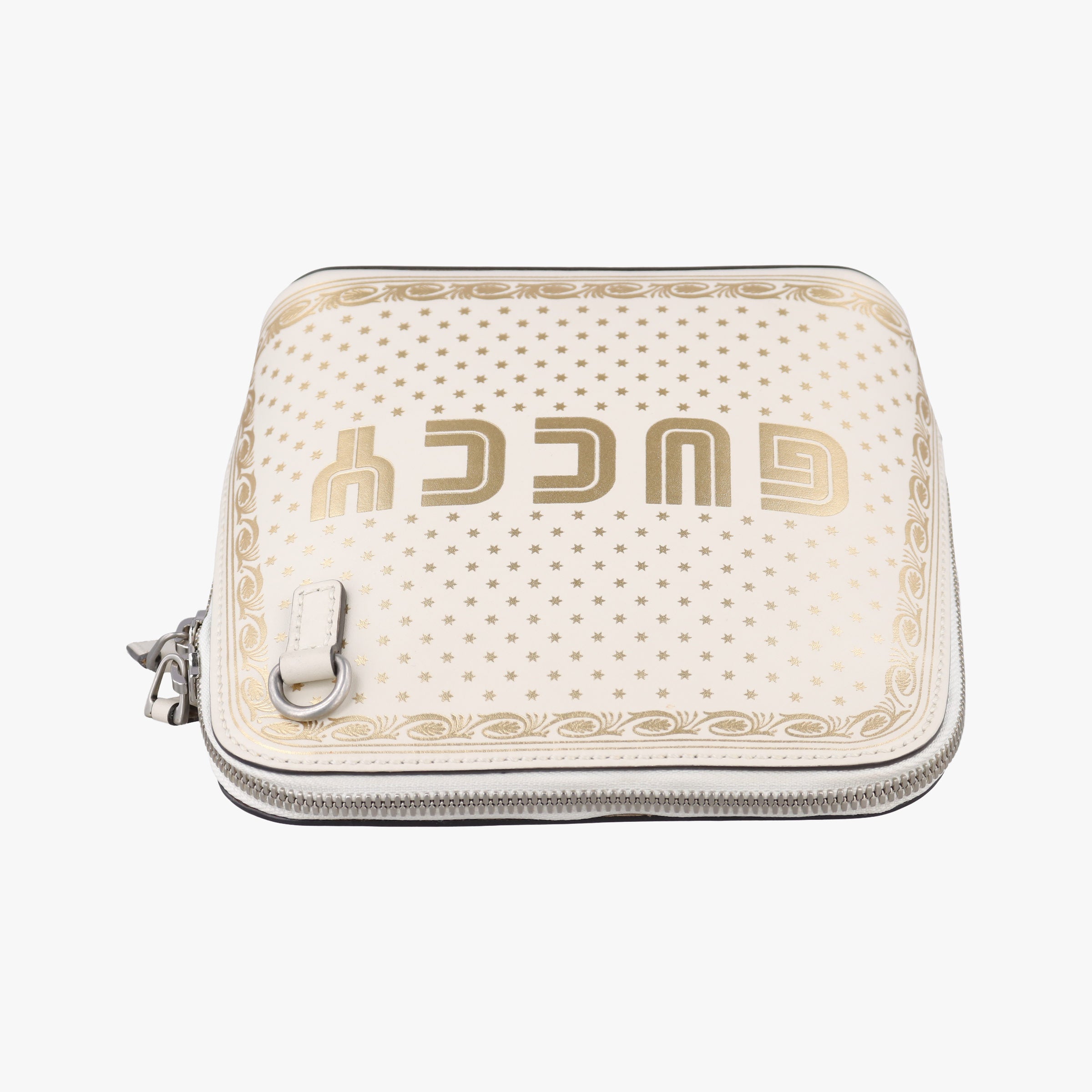 Pre-owned Gucci SEGA collaboration GUCCY print White Leather 511189 shoulderbag | stylenewstar