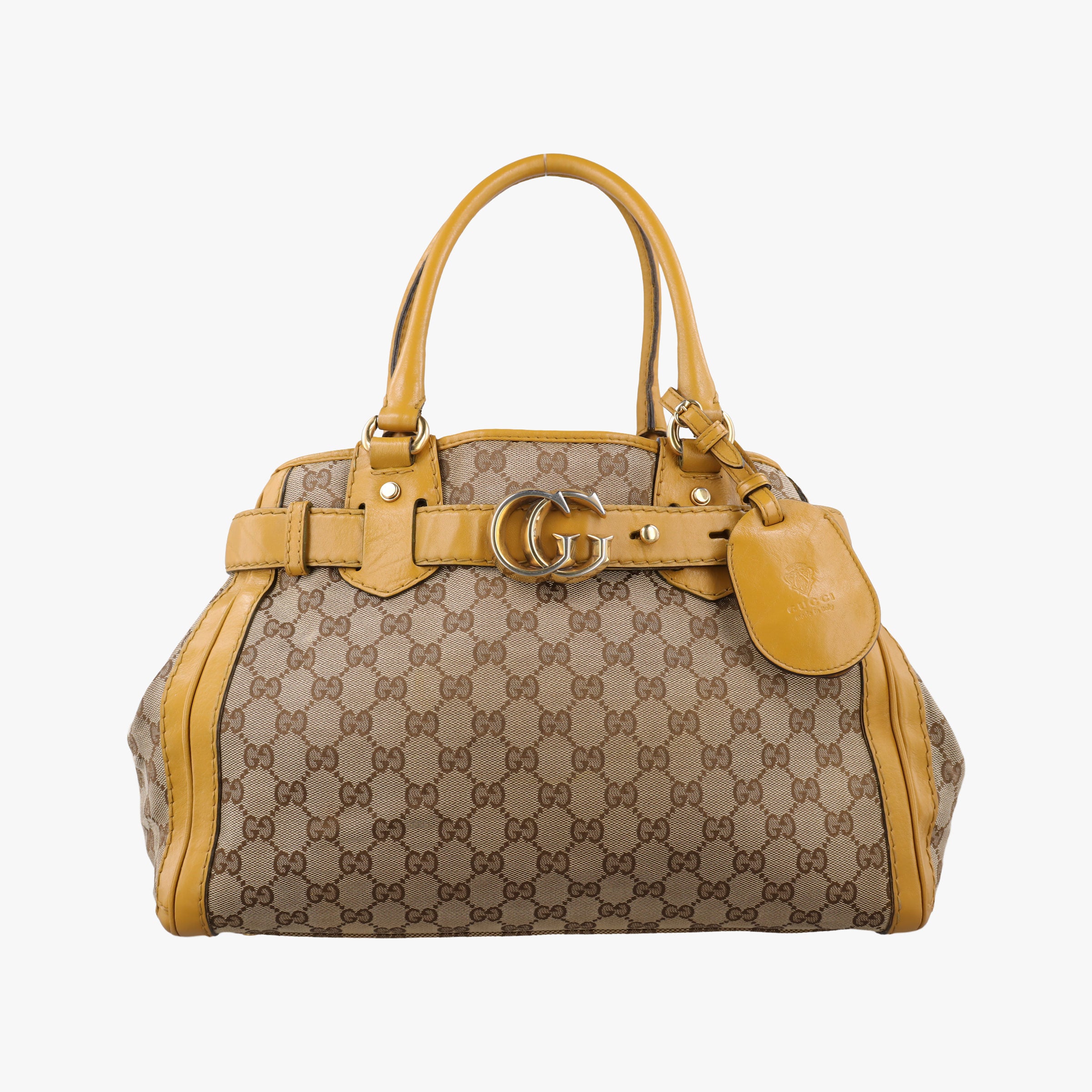 Pre-owned Gucci GG Running Beige×Yellow canvas×leather 247183 handbag | stylenewstar