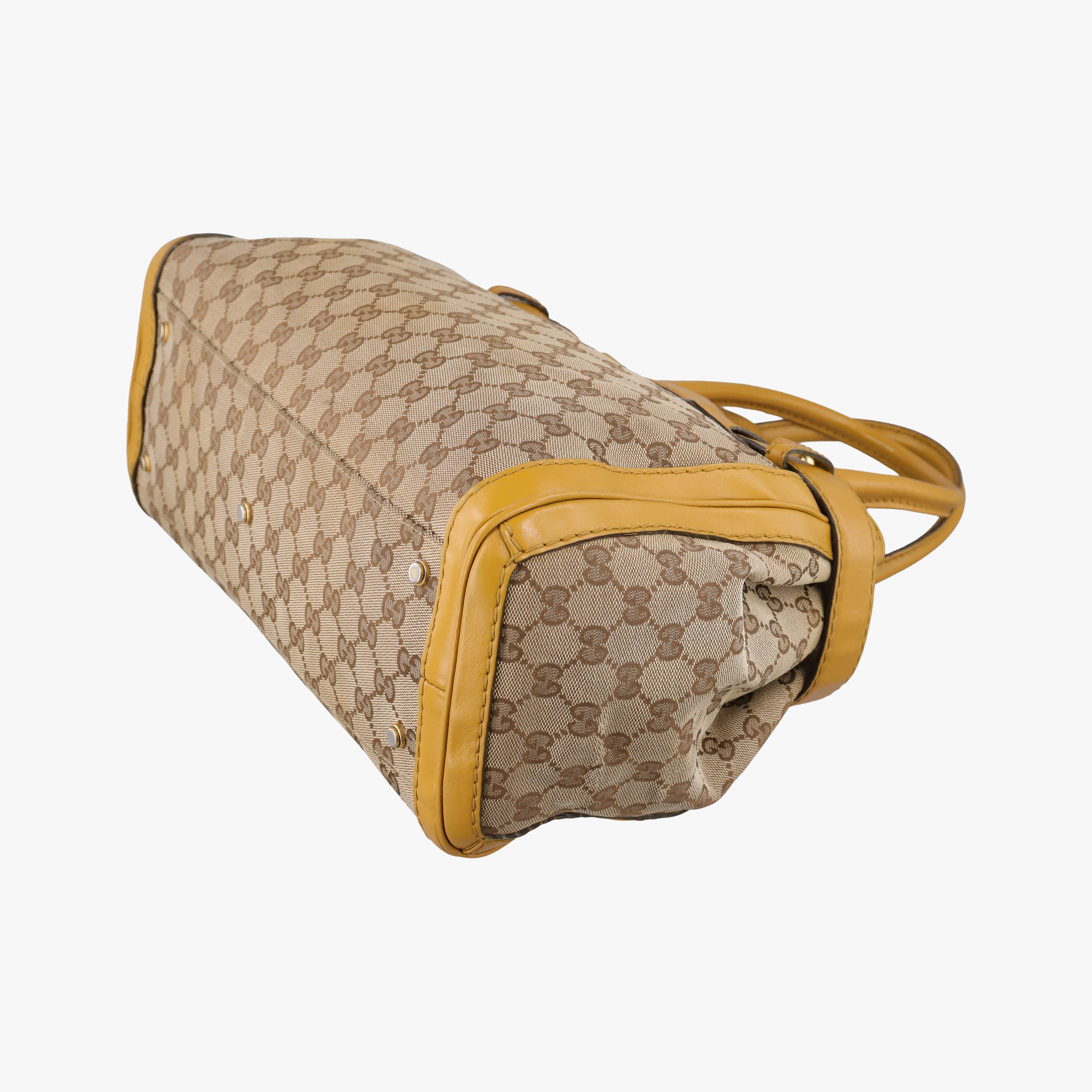 Pre-owned Gucci GG Running Beige×Yellow canvas×leather 247183 handbag | stylenewstar