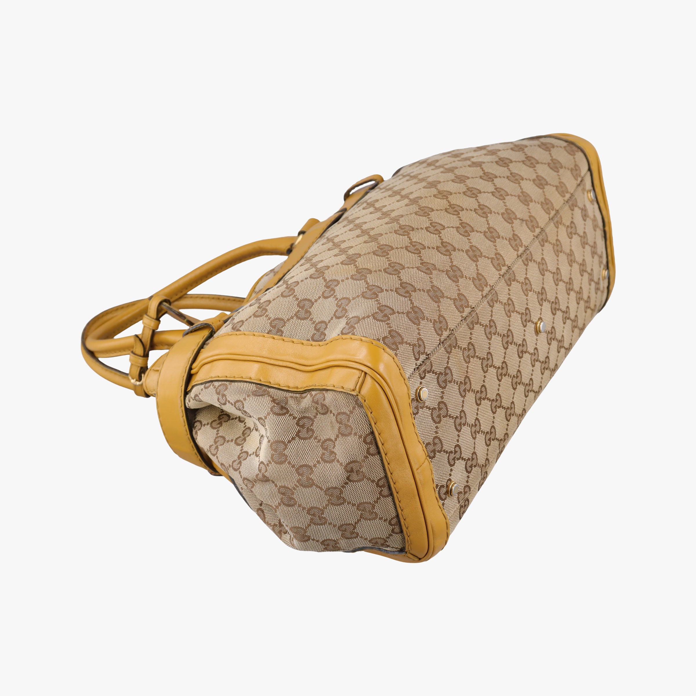 Pre-owned Gucci GG Running Beige×Yellow canvas×leather 247183 handbag | stylenewstar