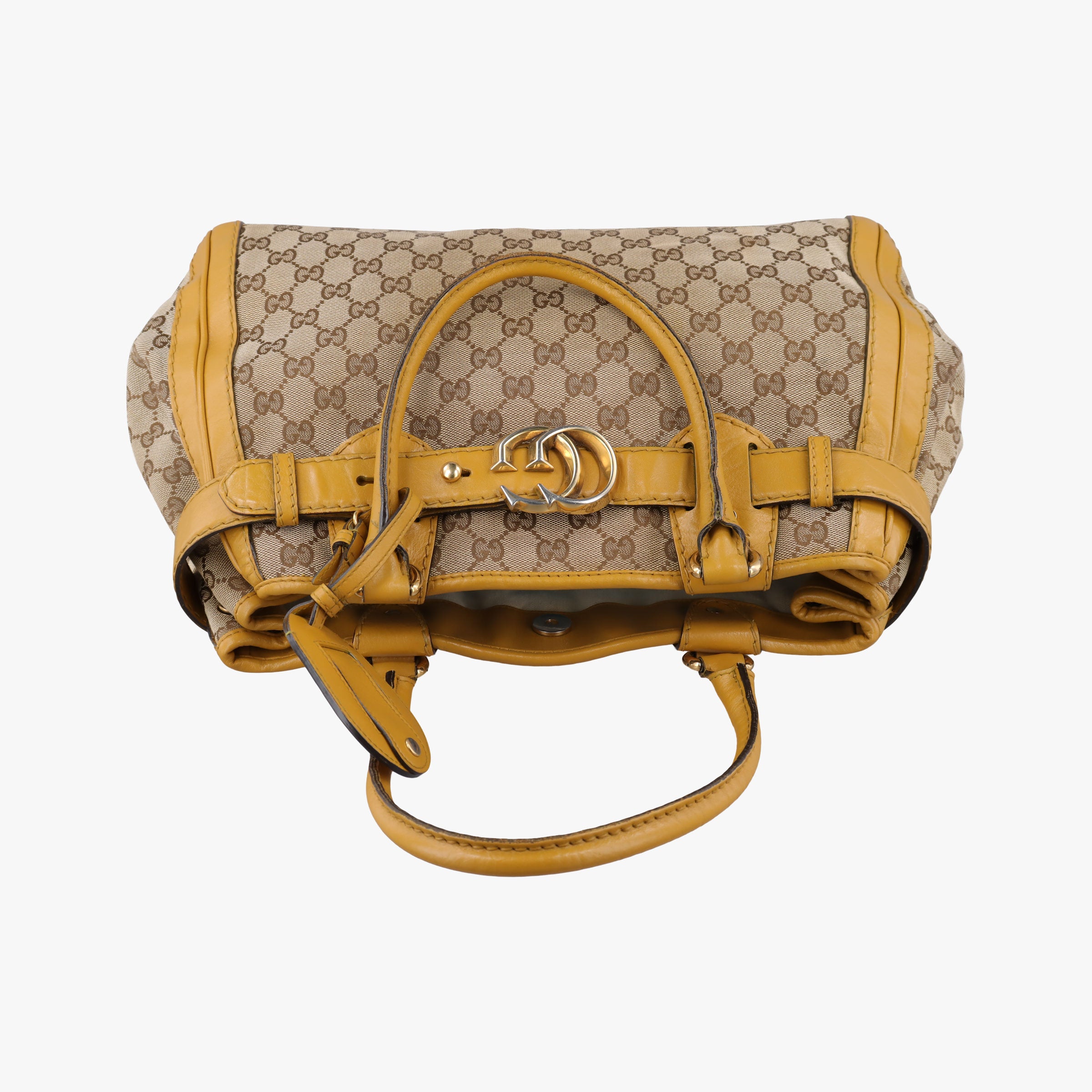 Pre-owned Gucci GG Running Beige×Yellow canvas×leather 247183 handbag | stylenewstar